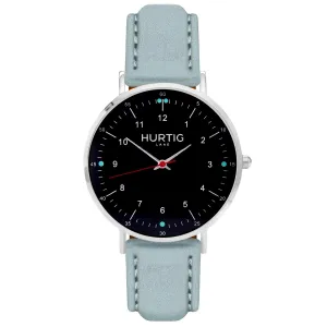 Moderna Vegan Suede Watch Silver, Black & Duck Egg