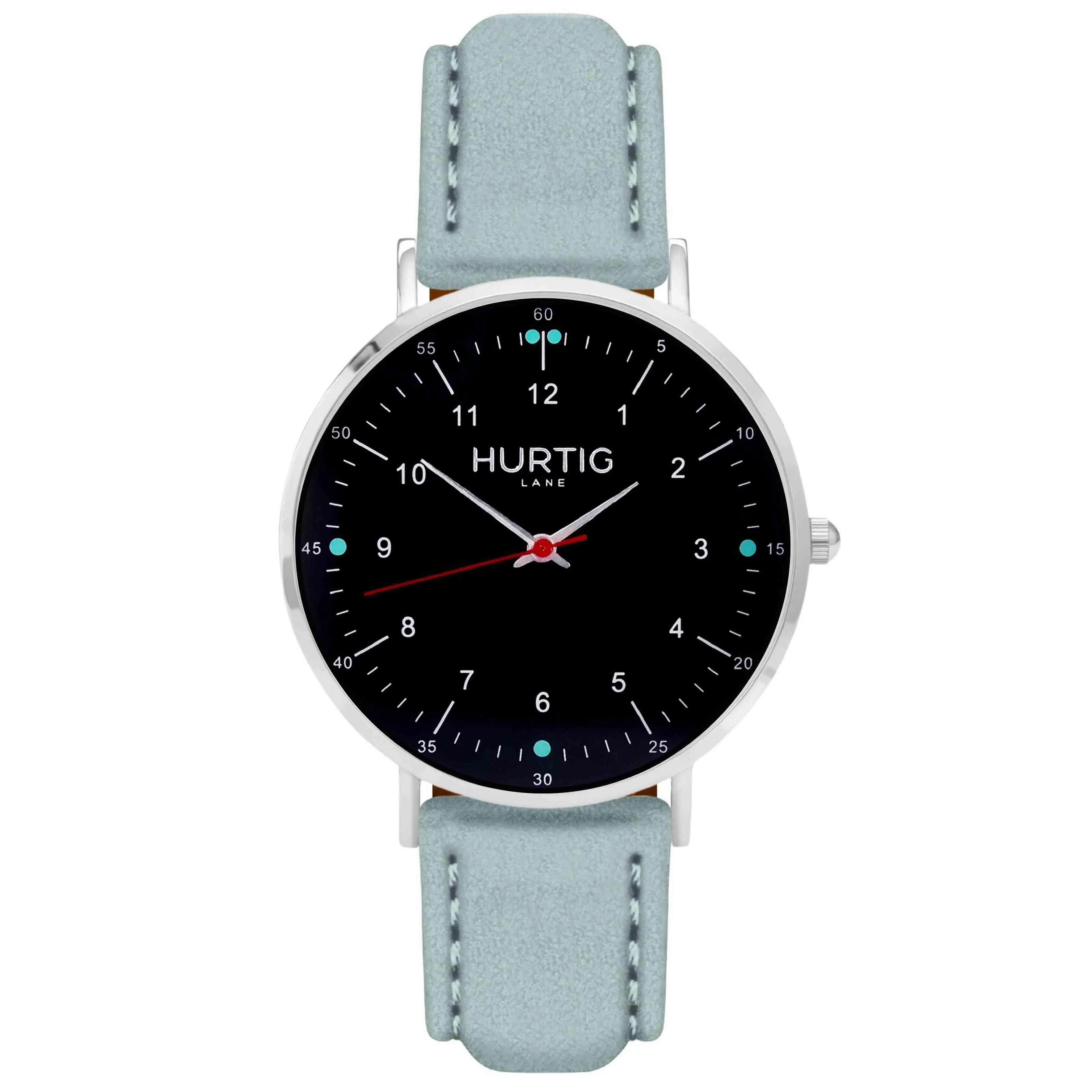 Moderna Vegan Suede Watch Silver, Black & Duck Egg