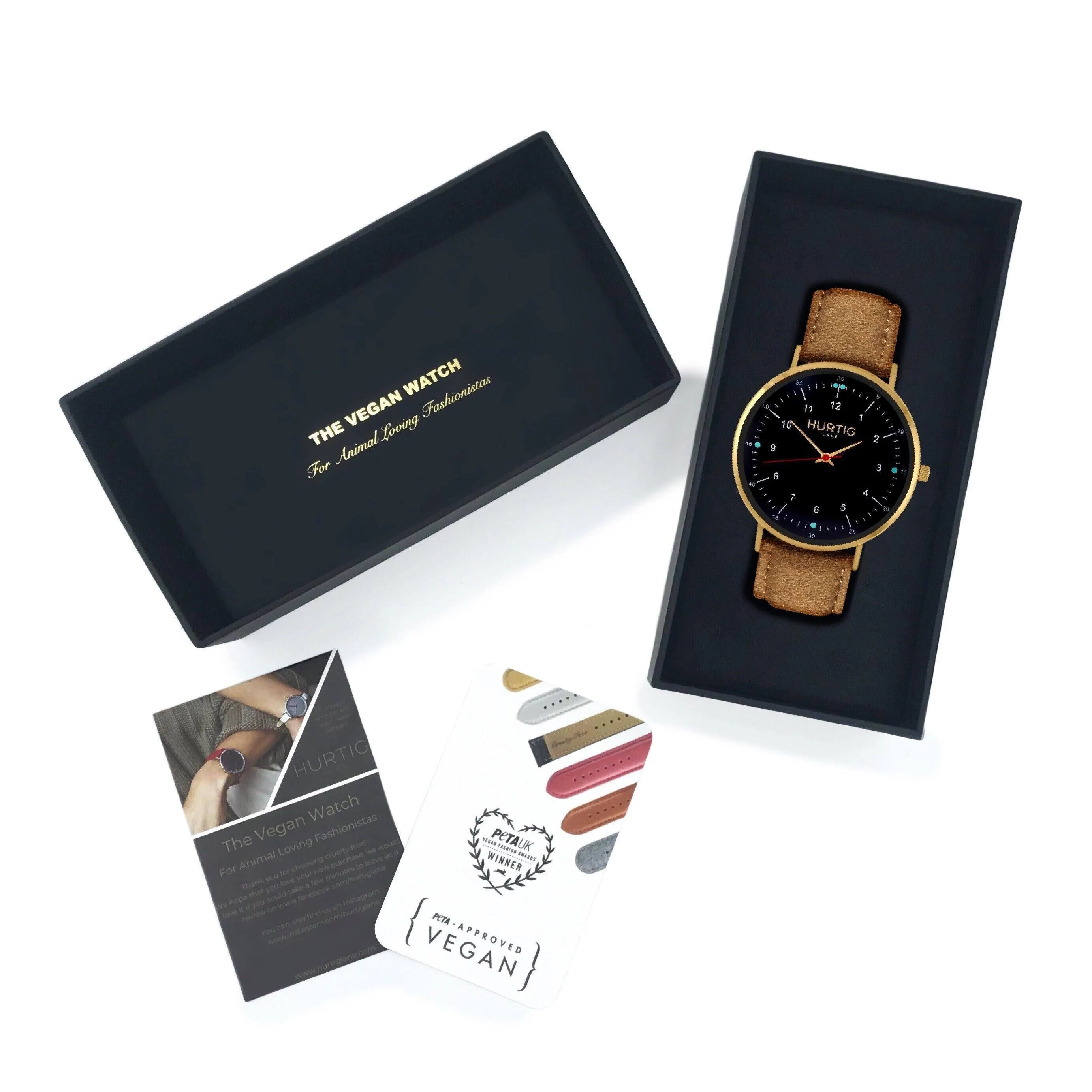 Moderna Vegan Tweed Watch Gold, Black & Camel