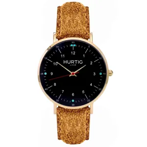 Moderna Vegan Tweed Watch Gold, Black & Camel