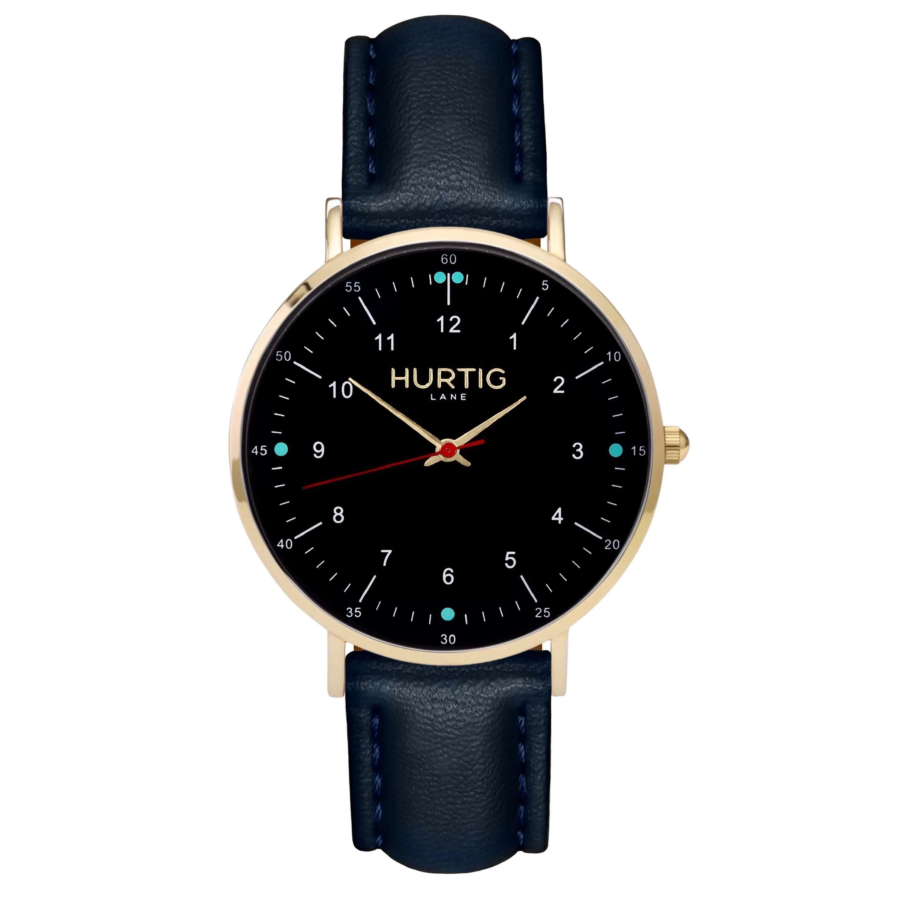 Moderno Vegan Leather Watch Gold, Black & Midnight Blue