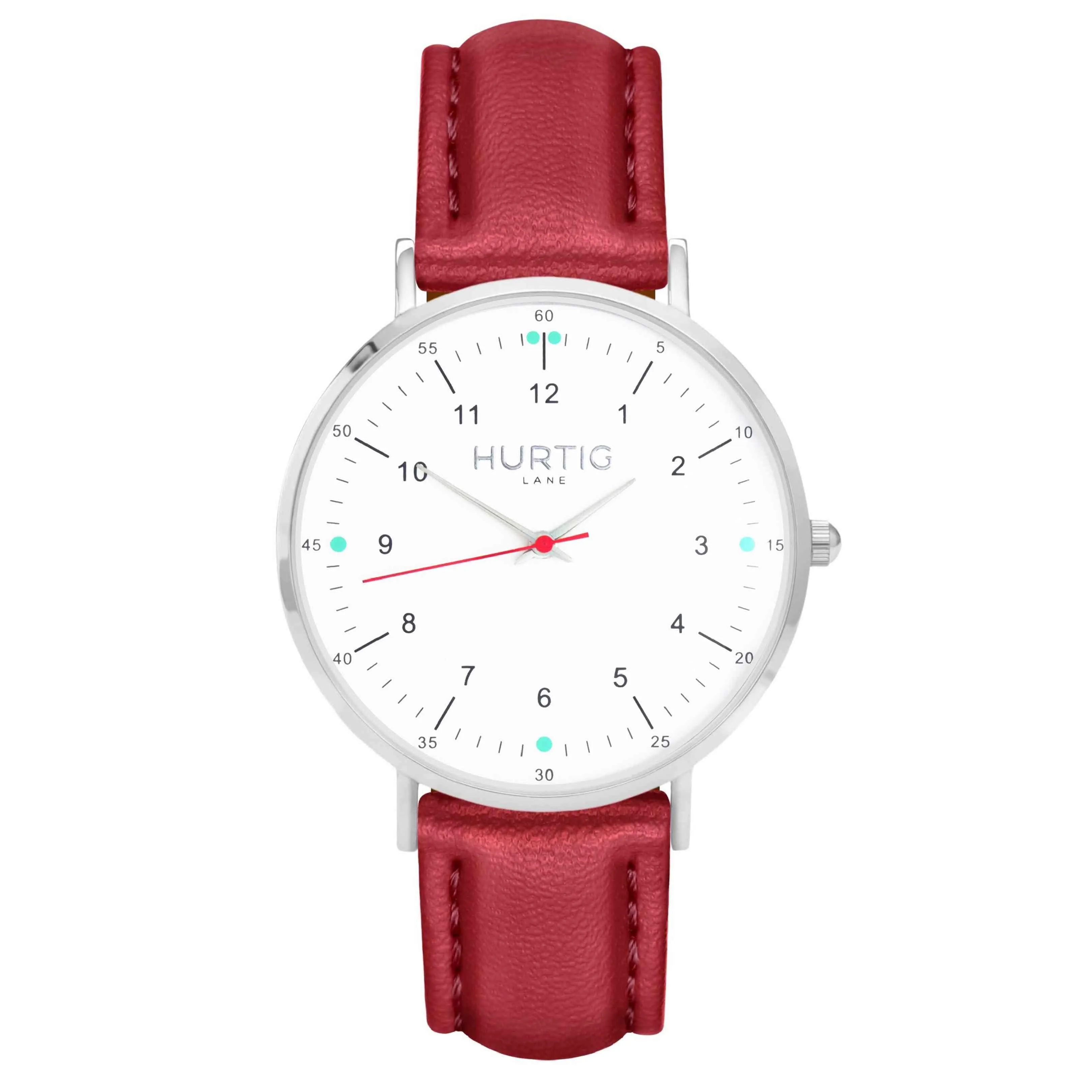 Moderno Vegan Leather Watch Silver, White & Coral