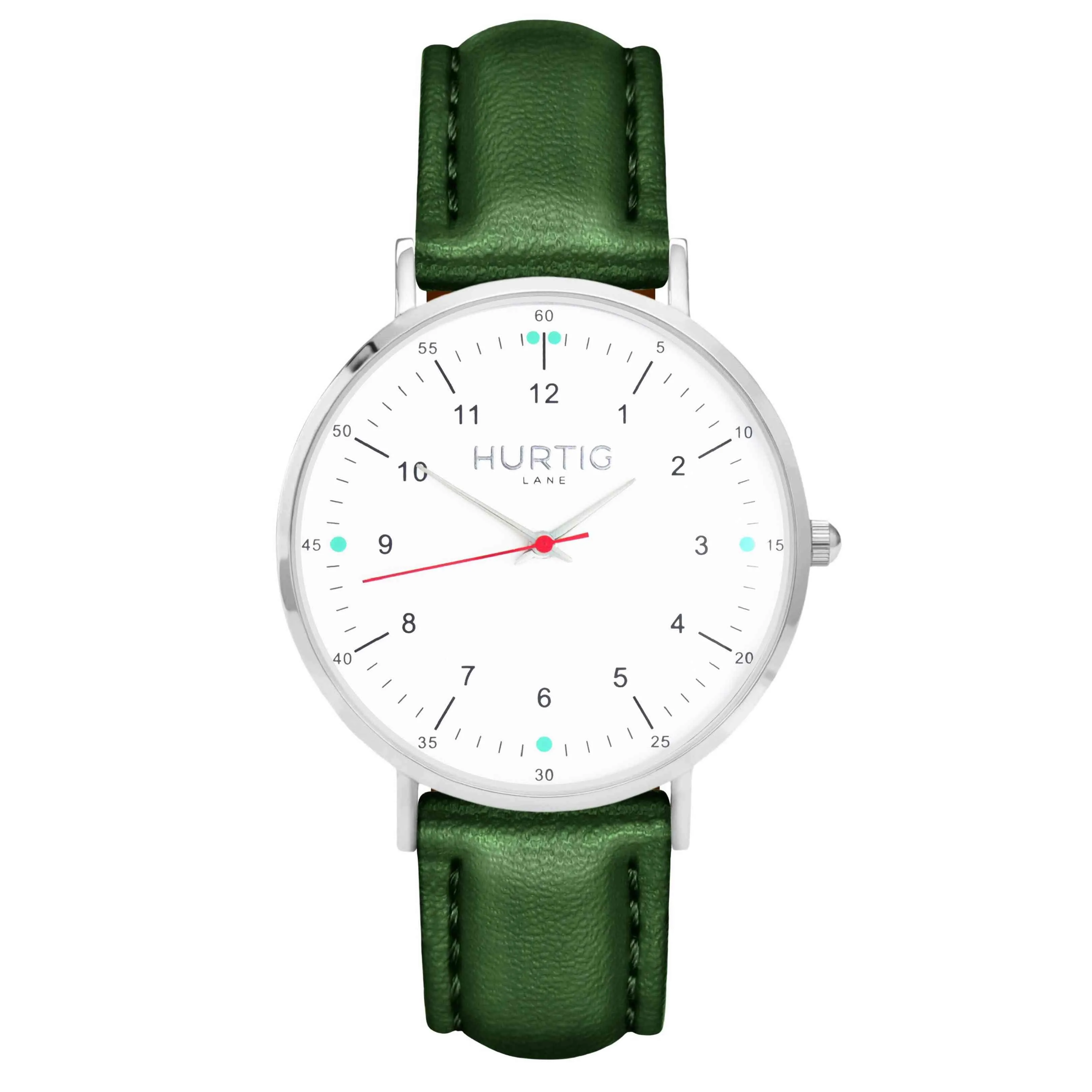 Moderno Vegan Leather Watch Silver, White & Coral