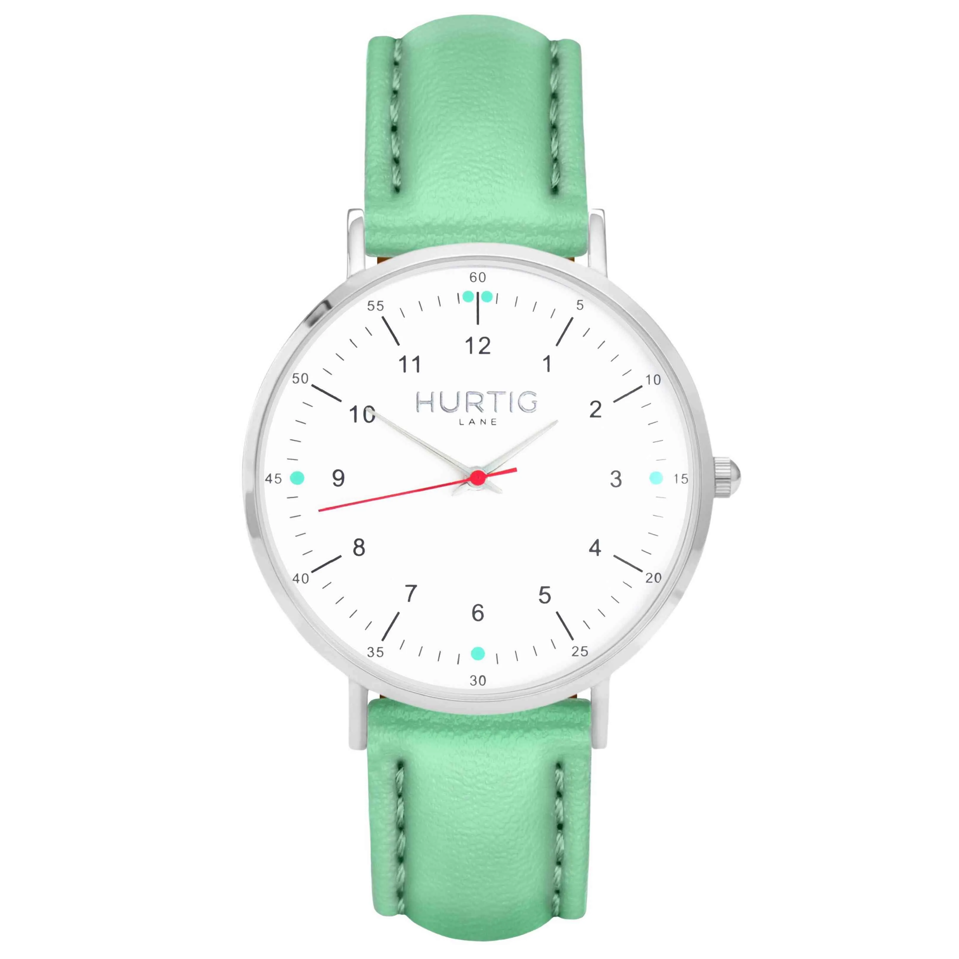 Moderno Vegan Leather Watch Silver, White & Coral