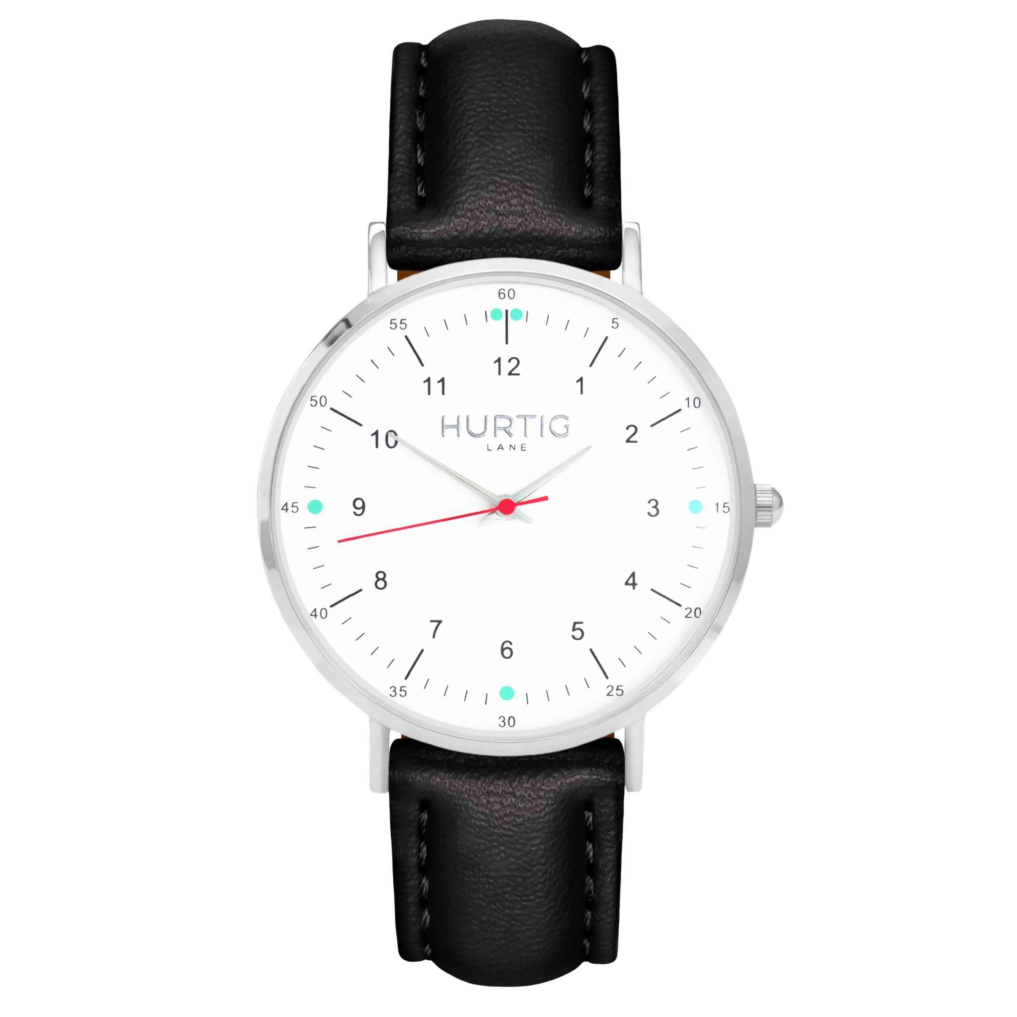 Moderno Vegan Leather Watch Silver, White & Coral