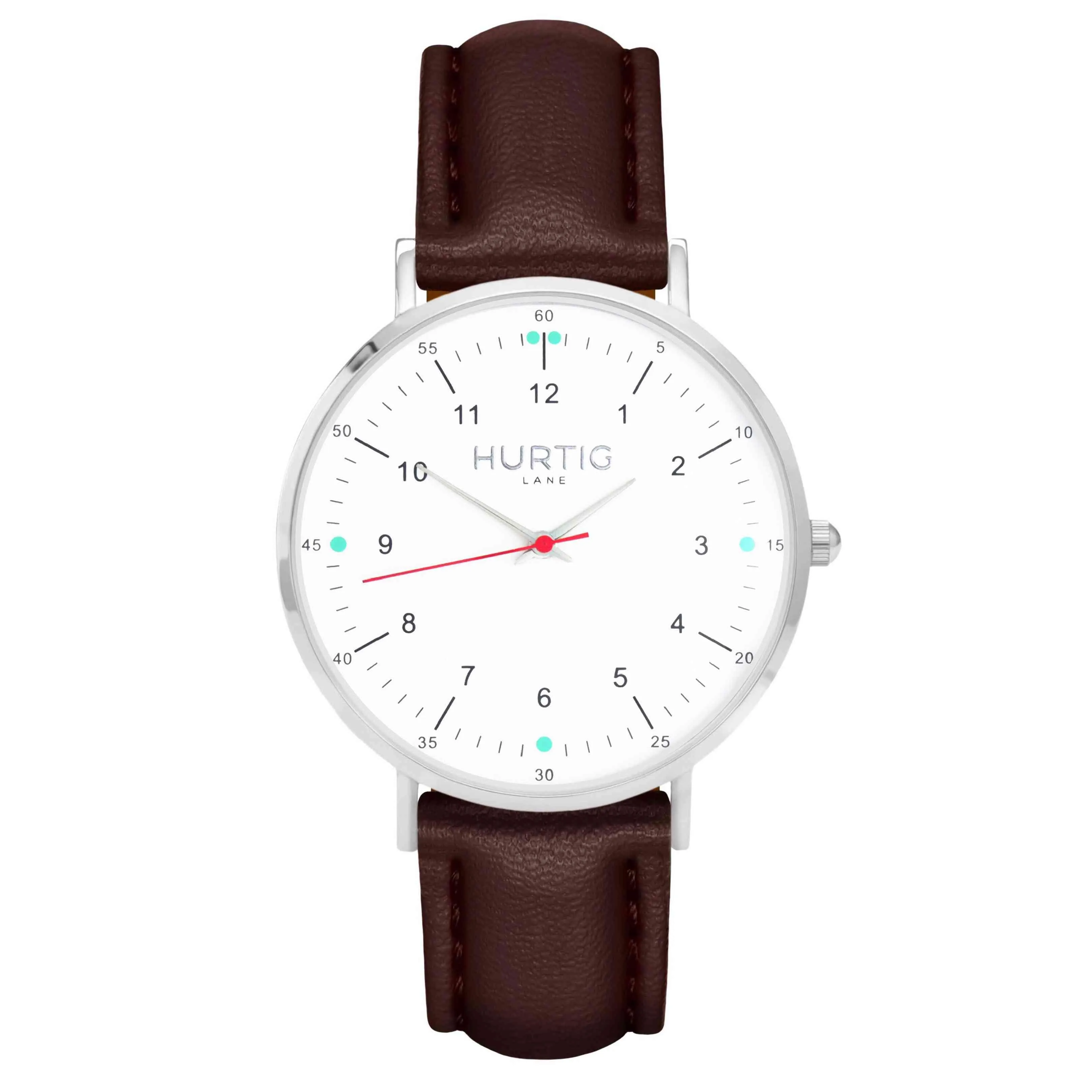 Moderno Vegan Leather Watch Silver, White & Coral