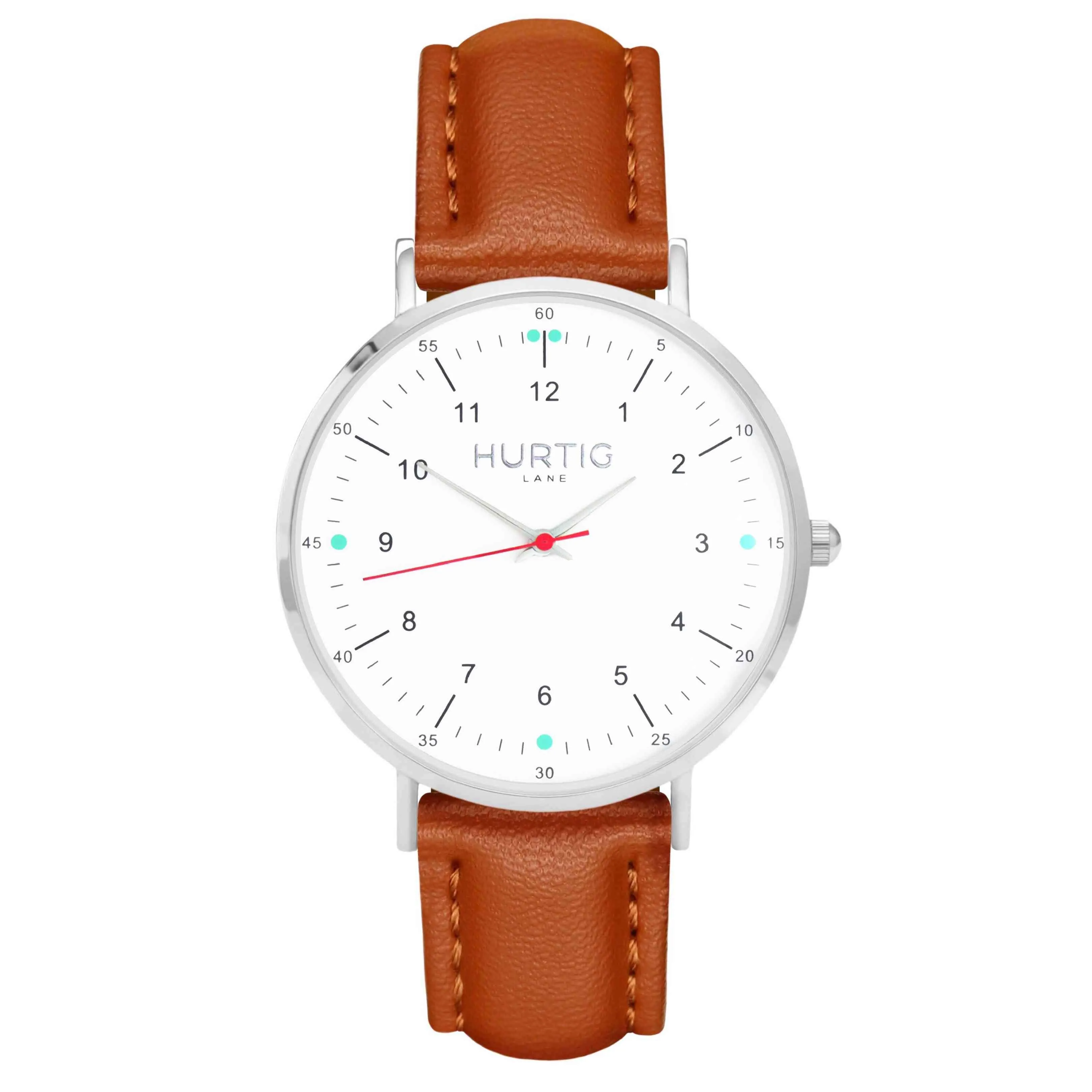 Moderno Vegan Leather Watch Silver, White & Coral
