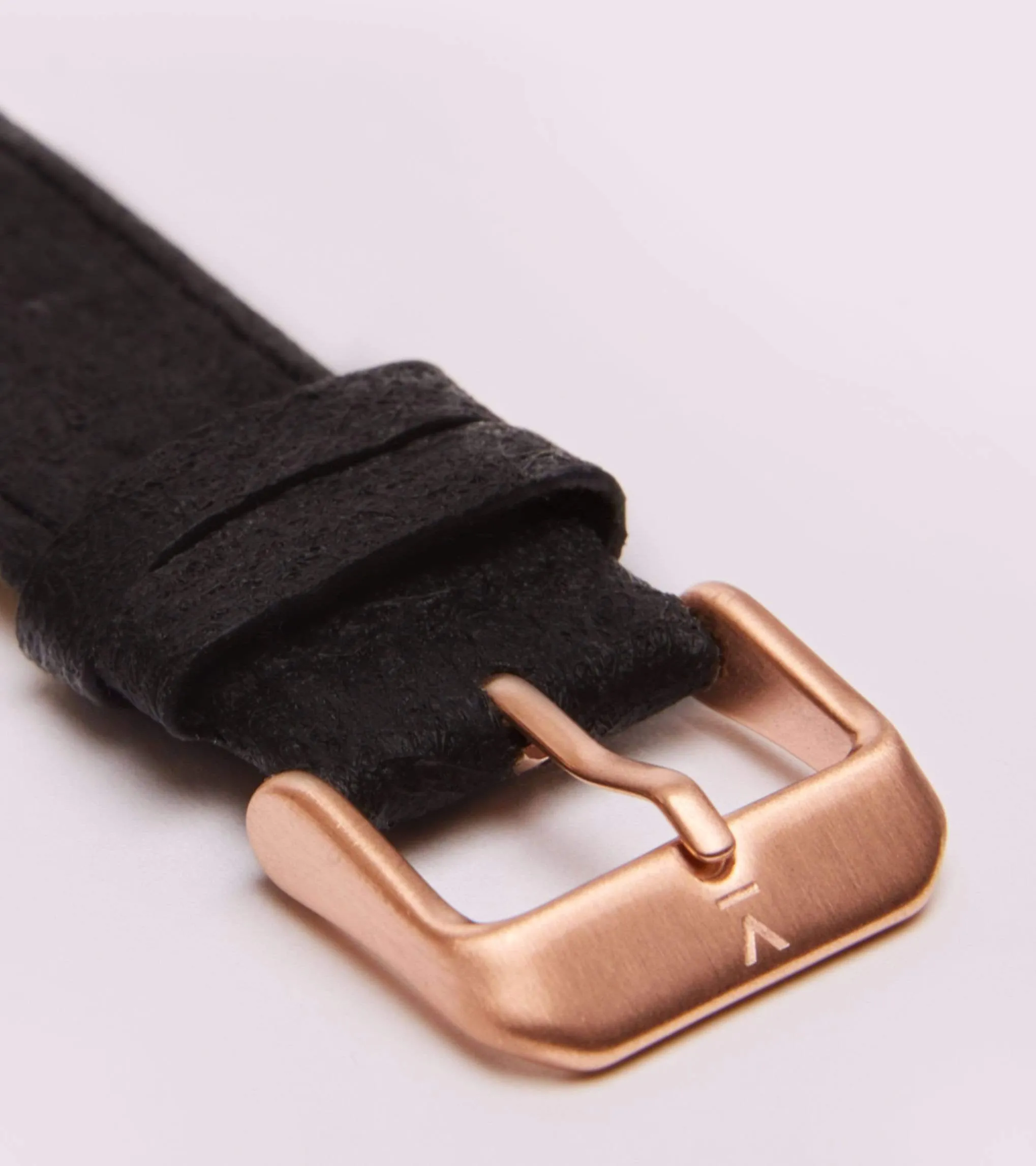 Moment Watch with Rose Gold & White Dial | Black Piñatex Vegan Leather Strap