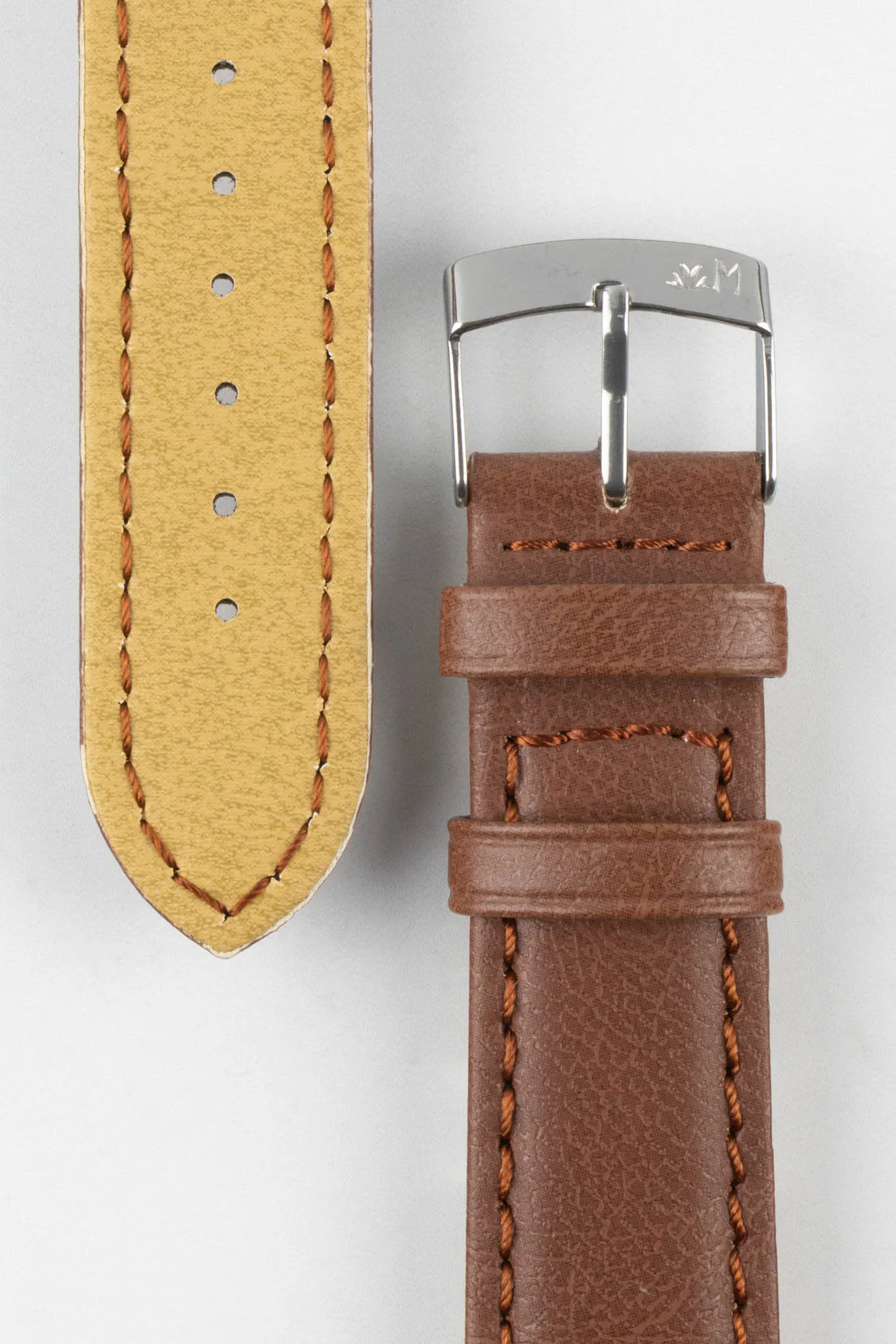 Morellato GINEPRO Buffalo-Grain Vegan Leather Watch Strap in GOLD BROWN