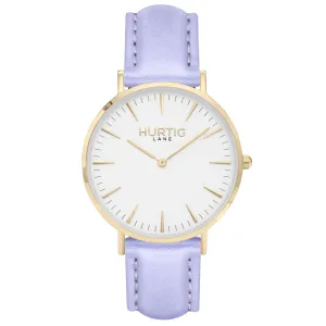 Mykonos Vegan Leather Watch Gold, White & Lilac