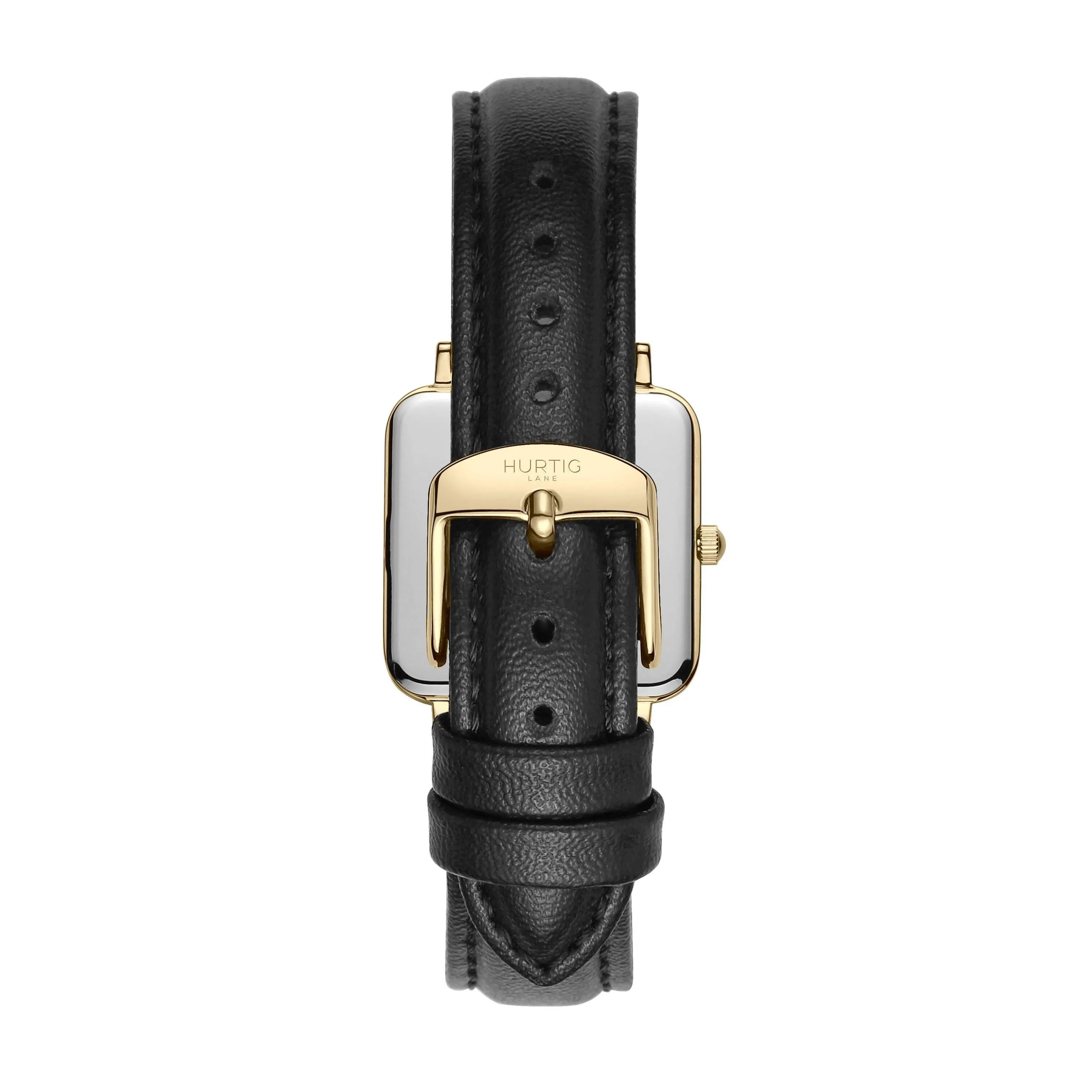 Neliö Square Vegan Leather Watch Gold, White & Black