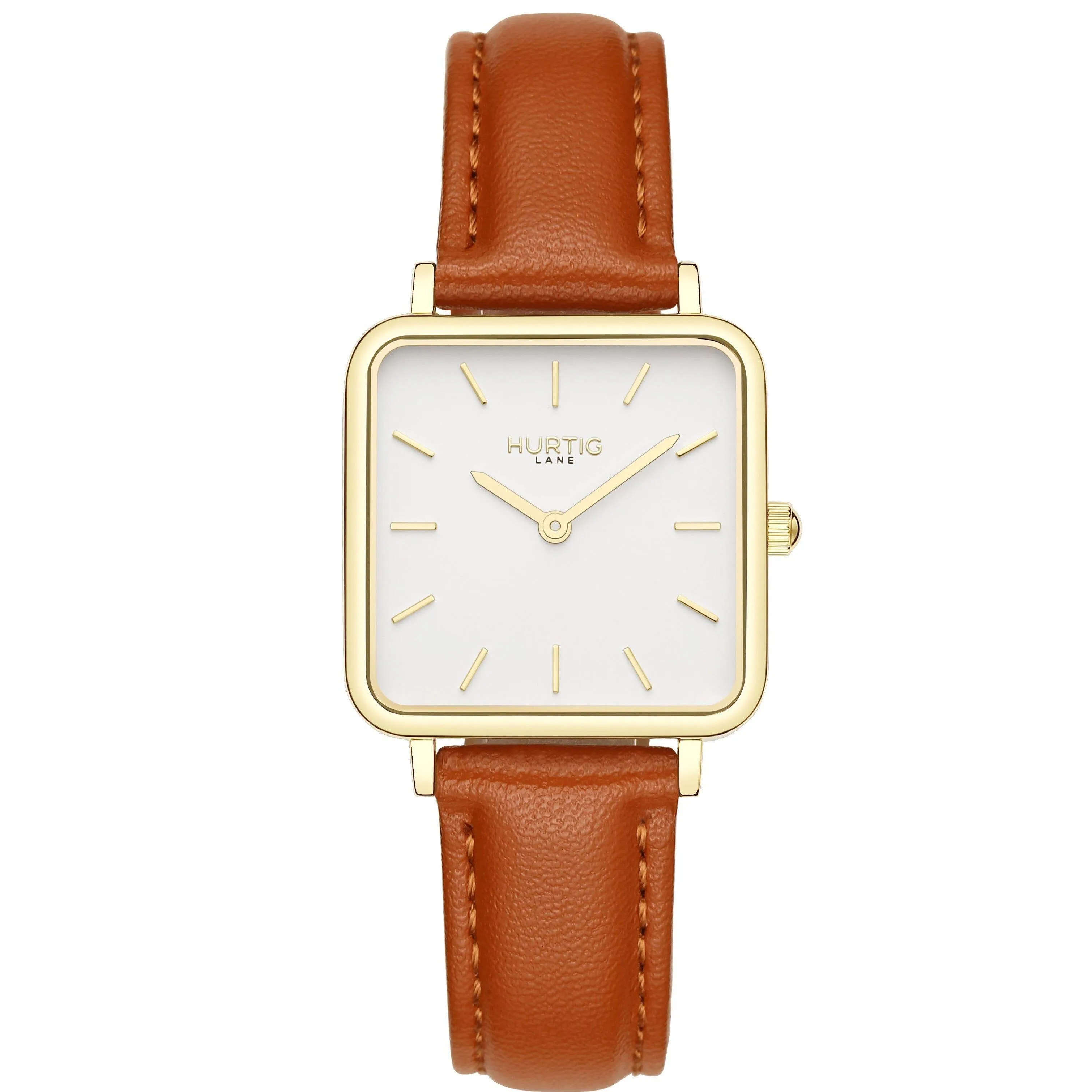 Neliö Square Vegan Leather Watch Gold, White & Black