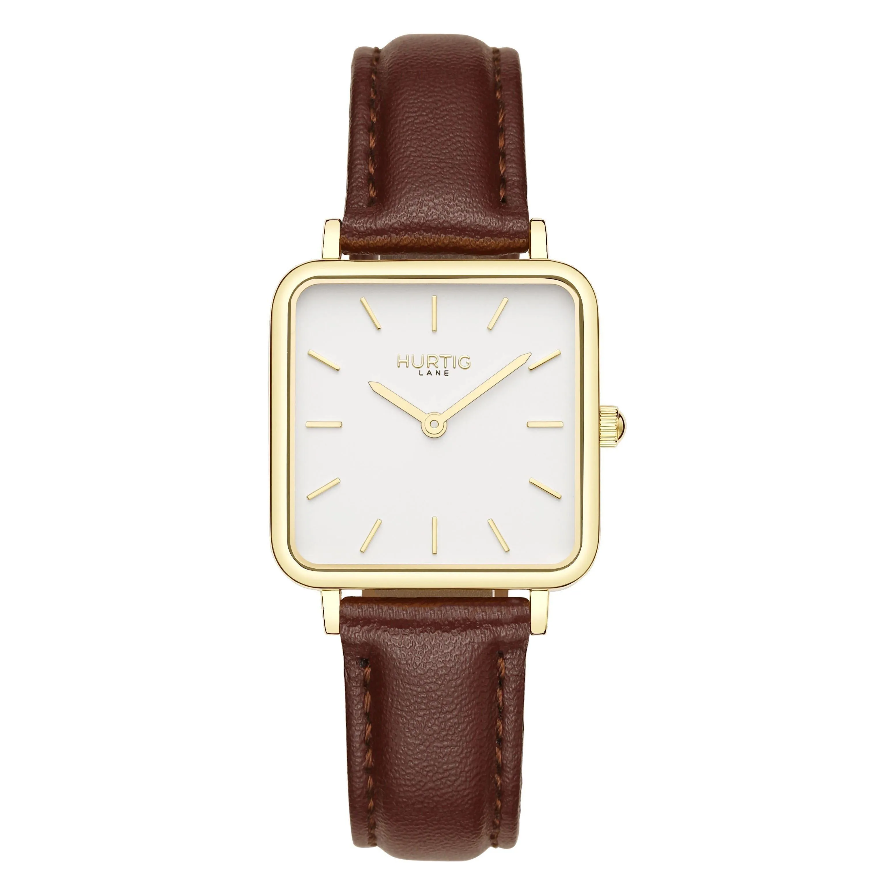 Neliö Square Vegan Leather Watch Gold, White & Black