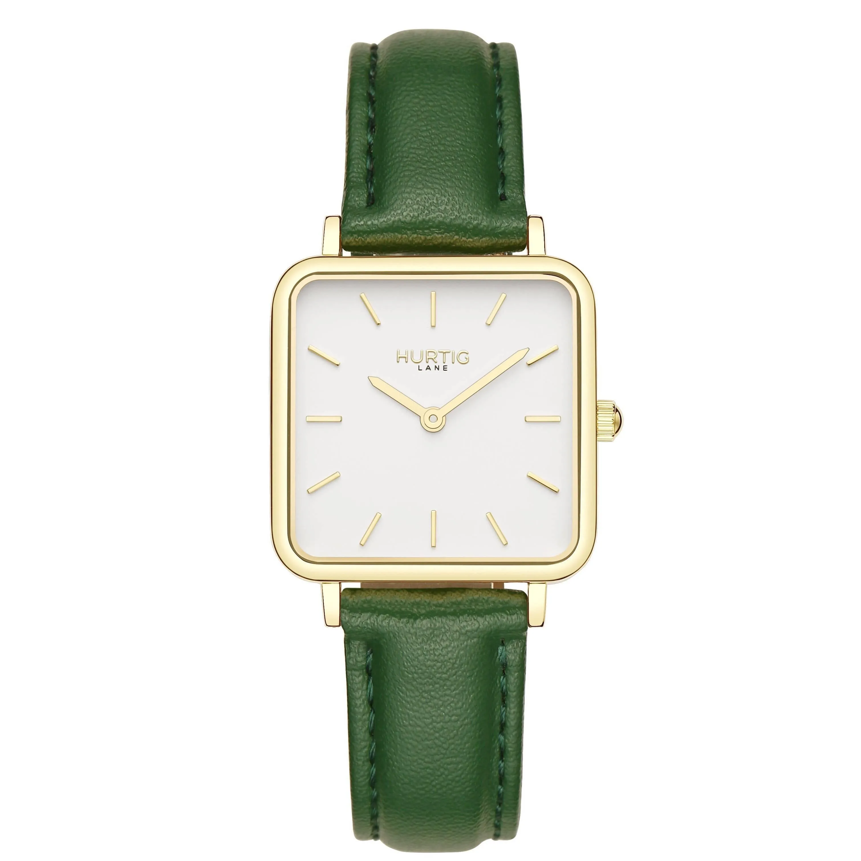 Neliö Square Vegan Leather Watch Gold, White & Black