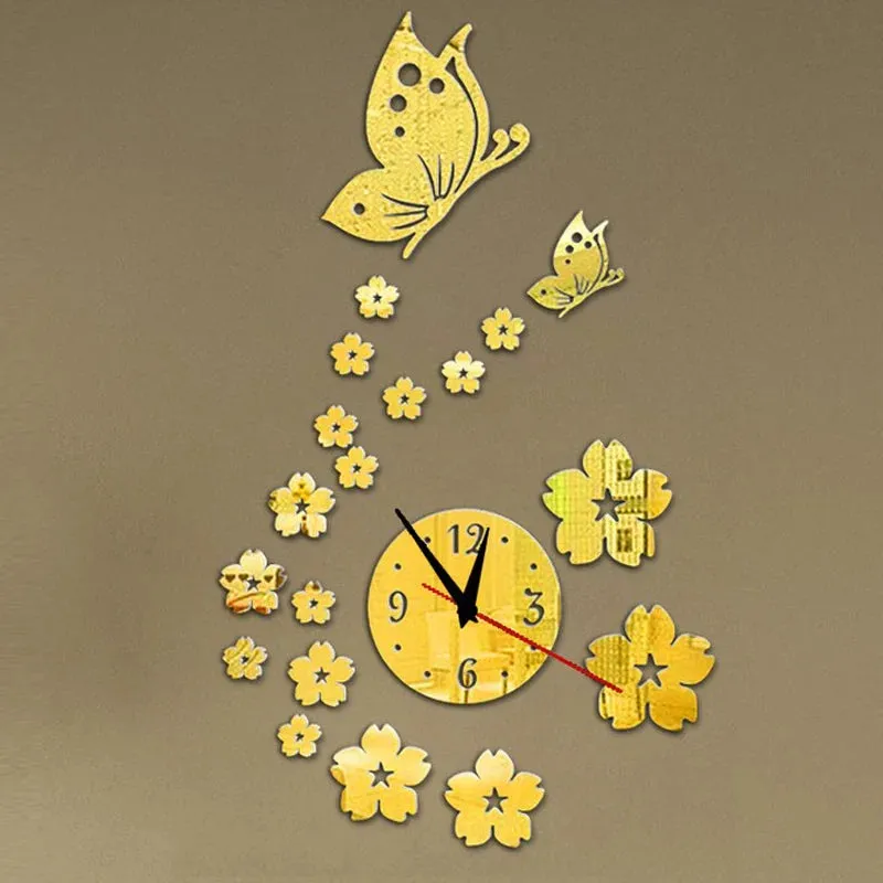 new hot acrylic clocks watch wall clock modern design 3d crystal mirror watches home decoration living room