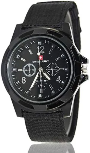 NEW Hot Military Watches Nylon Rope Luminous Black Men's Wrist Watches Armed Forces Activity Memorial Mens Sport Watch (Color : Black)
