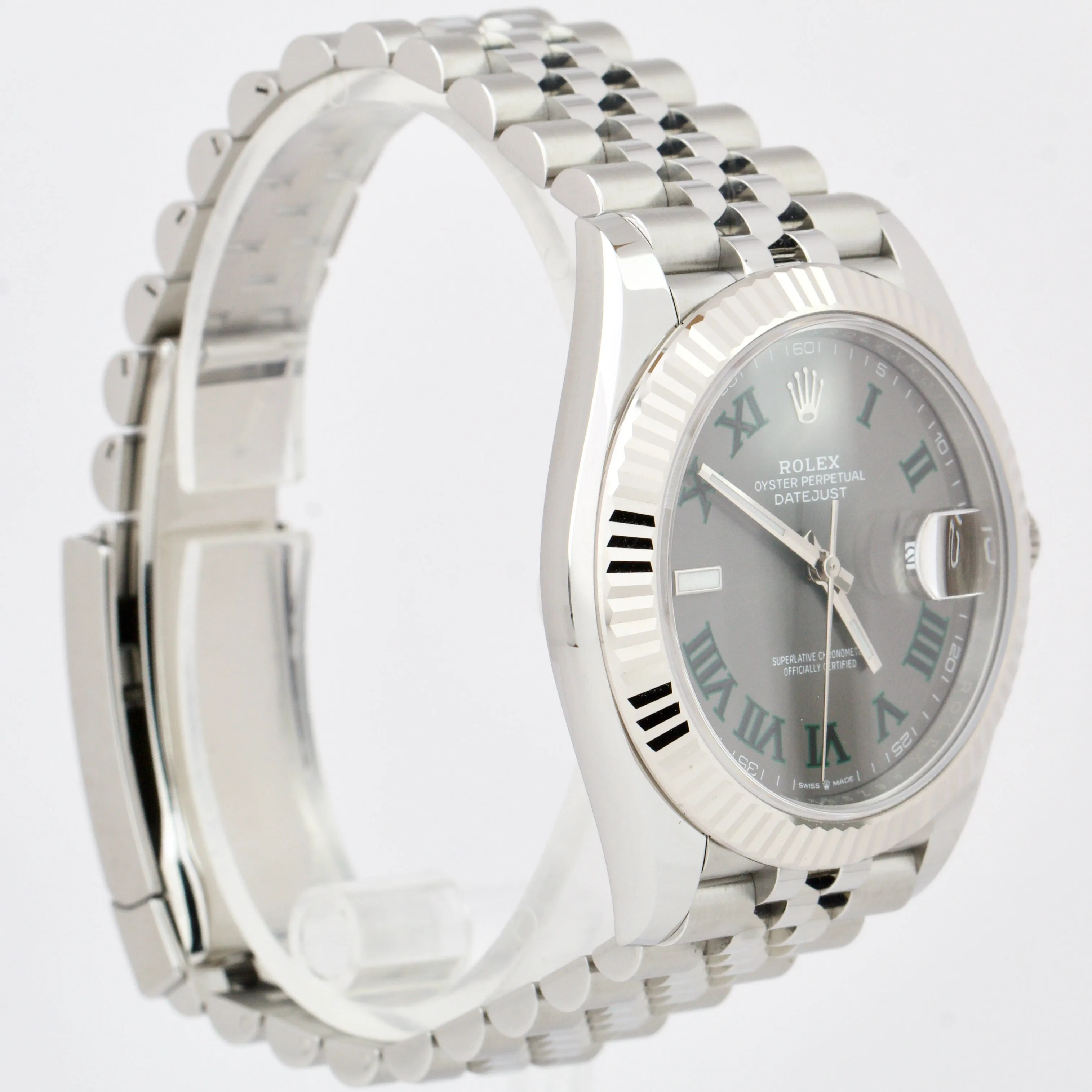 NEW MAY 2023 Rolex DateJust 41 WIMBLEDON Fluted Steel Watch JUBILEE 126334 B&P
