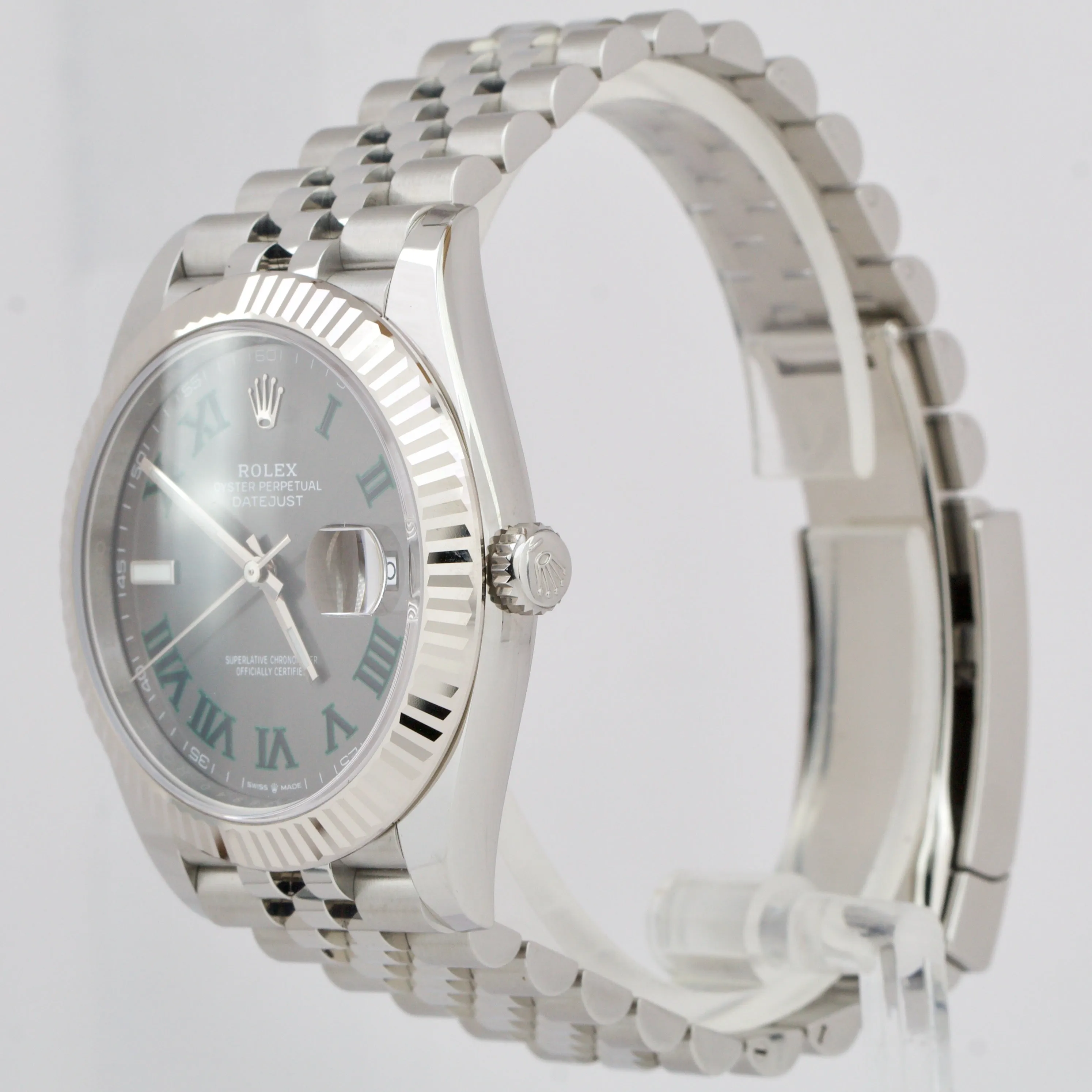 NEW MAY 2023 Rolex DateJust 41 WIMBLEDON Fluted Steel Watch JUBILEE 126334 B&P