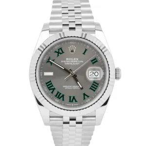 NEW MAY 2023 Rolex DateJust 41 WIMBLEDON Fluted Steel Watch JUBILEE 126334 B&P