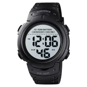 NEW SKMEI Sport Outdoor Watches Mens Digital 100M Waterproof Wrist Watch Men 2 Time Stopwatch Alarm Clock Top Brand, Black