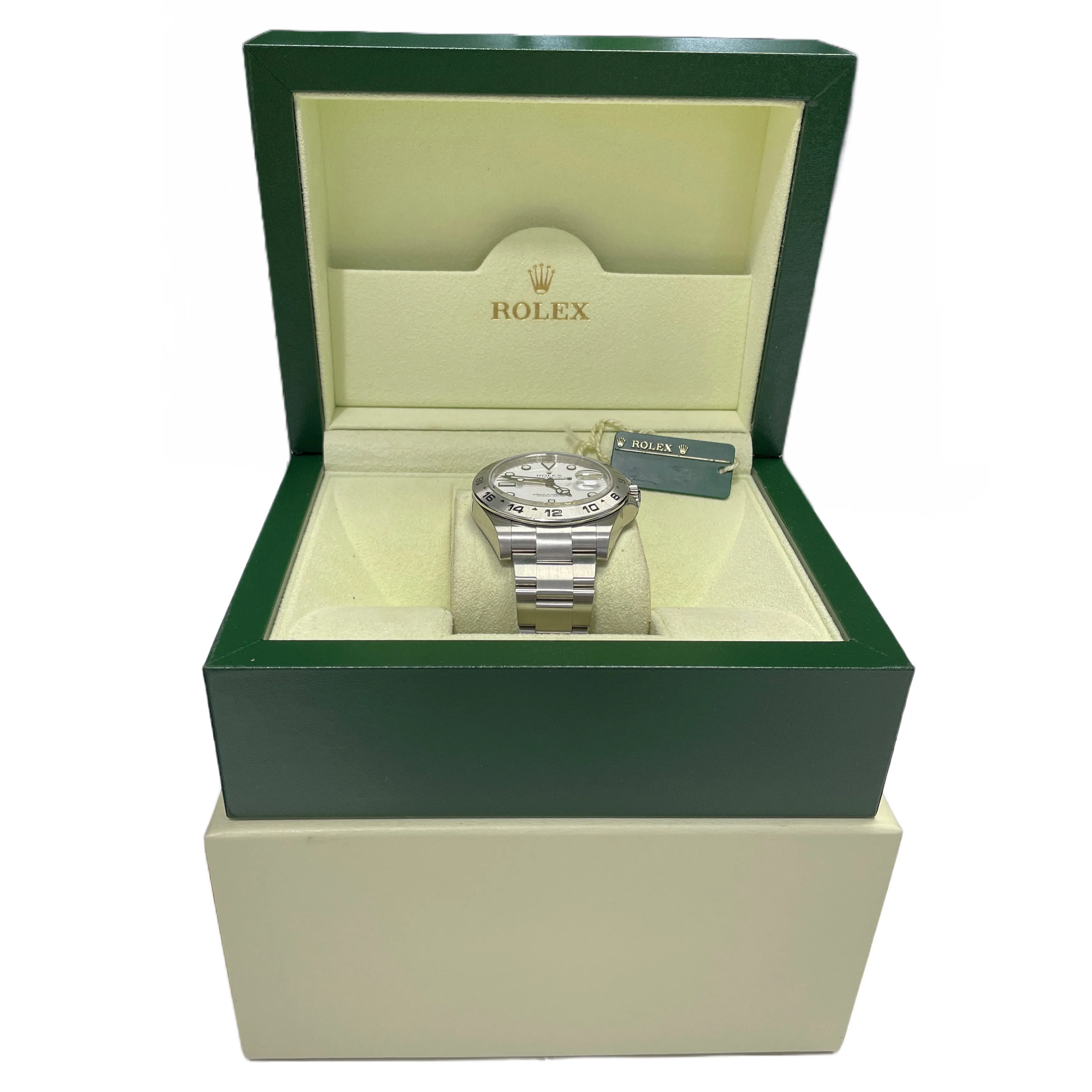 NEW STICKERED Rolex Explorer II 42mm 216570 White Orange Stainless Date BOX