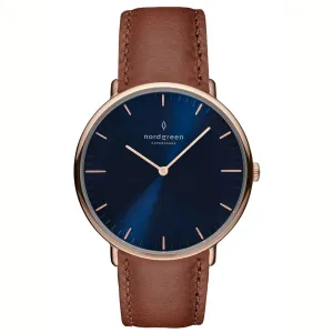 Nordgreen Native 40mm Brown Leather Strap Watch