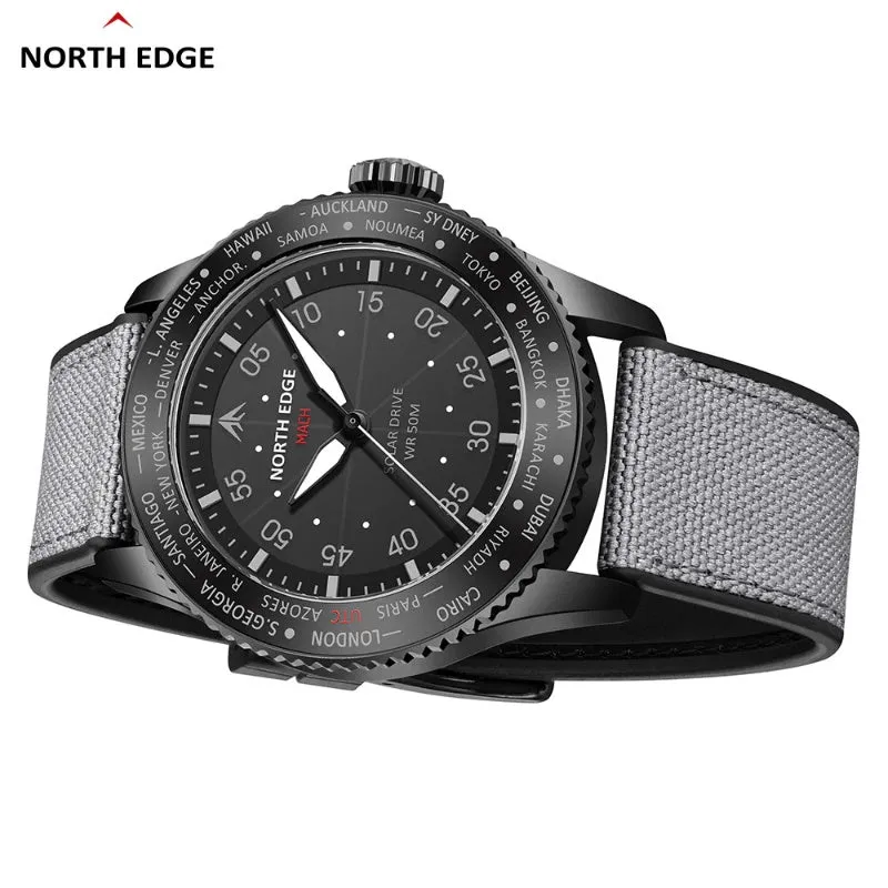 North Edge MACH Men's Men's Solar Quartz Watch｜Waterproof, Luminous, Long Battery Life