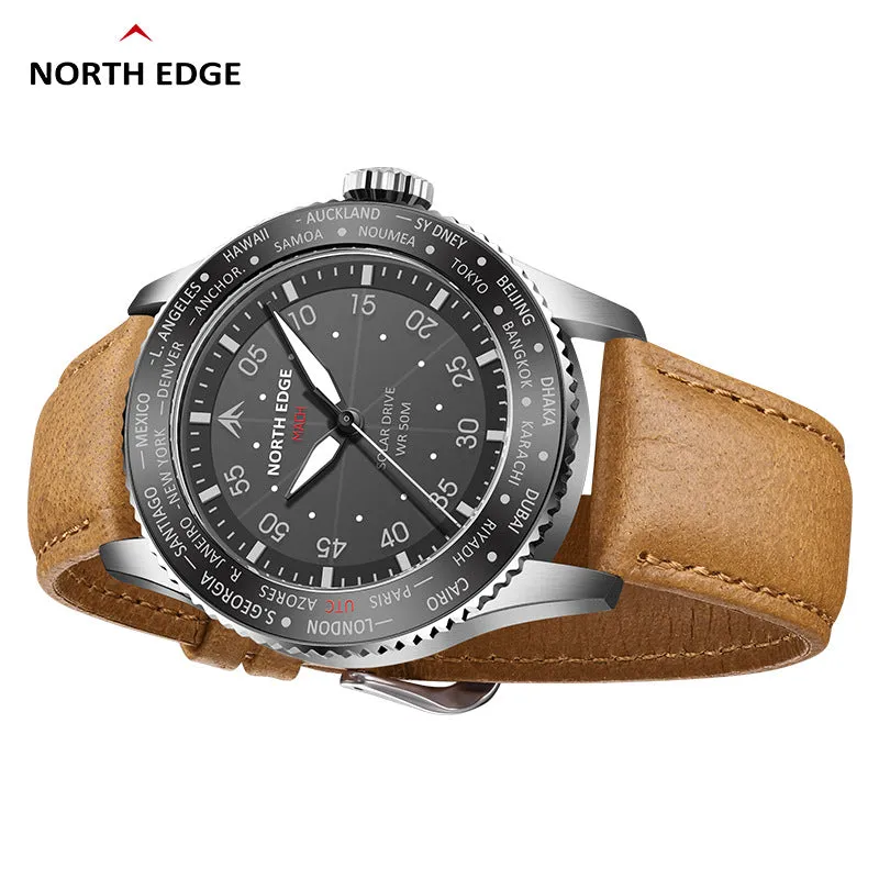 North Edge MACH Men's Men's Solar Quartz Watch｜Waterproof, Luminous, Long Battery Life