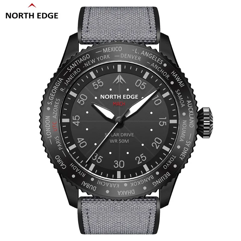 North Edge MACH Men's Men's Solar Quartz Watch｜Waterproof, Luminous, Long Battery Life