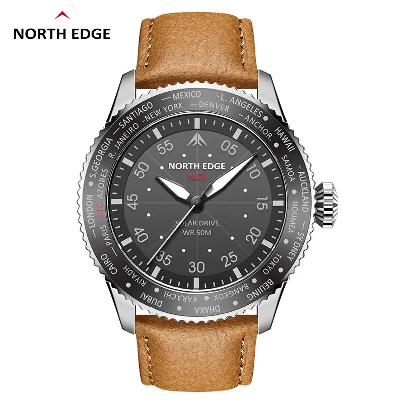 North Edge MACH Men's Men's Solar Quartz Watch｜Waterproof, Luminous, Long Battery Life