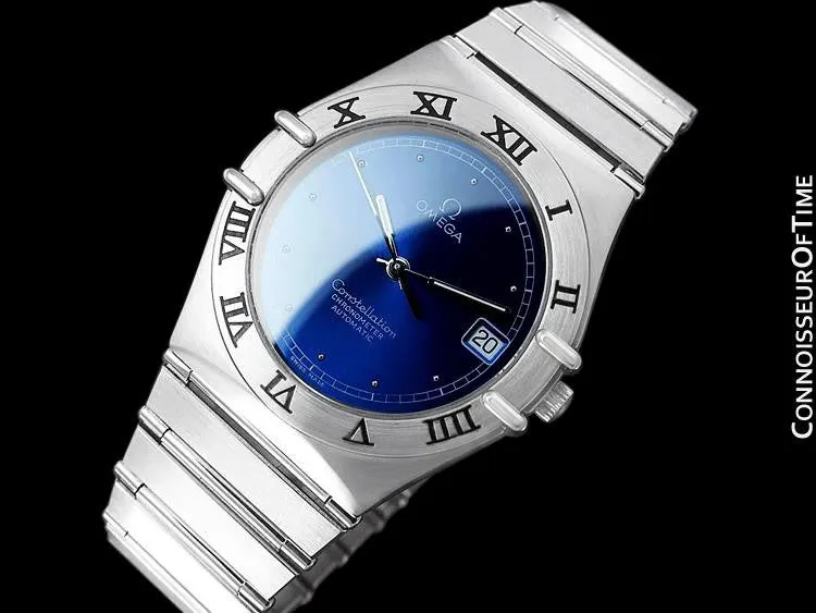 Omega Constellation Manhattan Mens Large Chronometer Watch, Automatic, Date - Brushed Stainless Steel