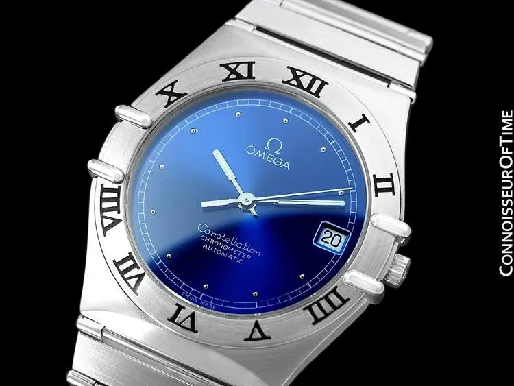 Omega Constellation Manhattan Mens Large Chronometer Watch, Automatic, Date - Brushed Stainless Steel