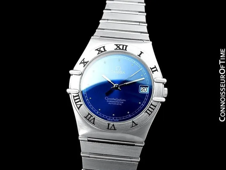 Omega Constellation Manhattan Mens Large Chronometer Watch, Automatic, Date - Brushed Stainless Steel
