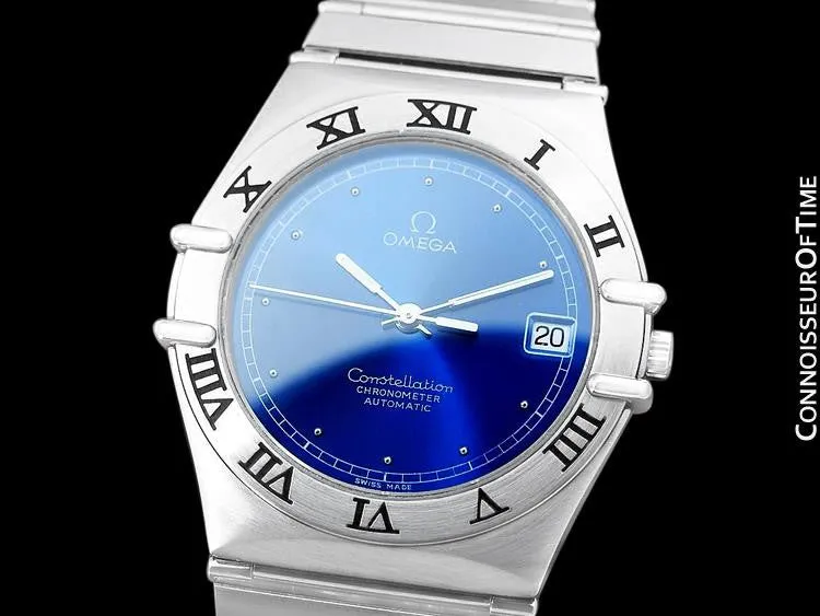 Omega Constellation Manhattan Mens Large Chronometer Watch, Automatic, Date - Brushed Stainless Steel