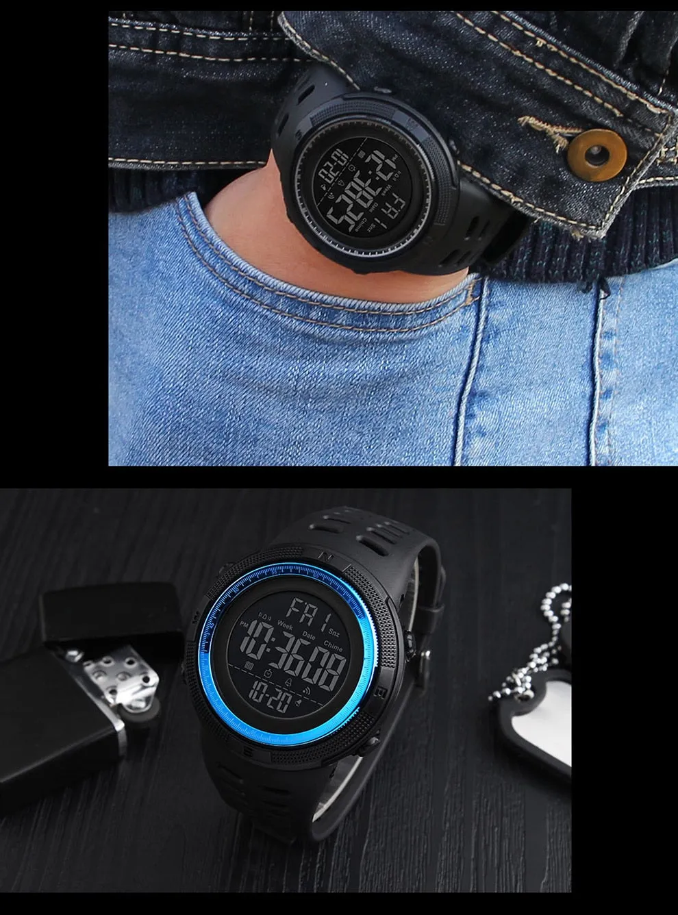 Outdoor Sport Watch Men Clock Multifunction Watches Alarm Chrono 5Bar Waterproof Digital Watch