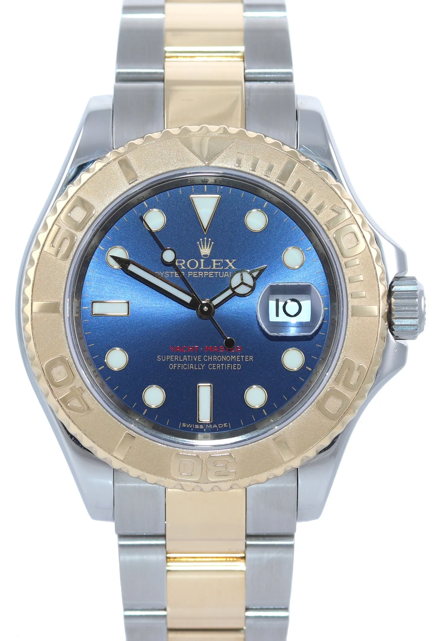 PAPERS 2008 Rolex Yacht-Master 16623 Blue Two Tone Steel Yellow Gold Watch Box