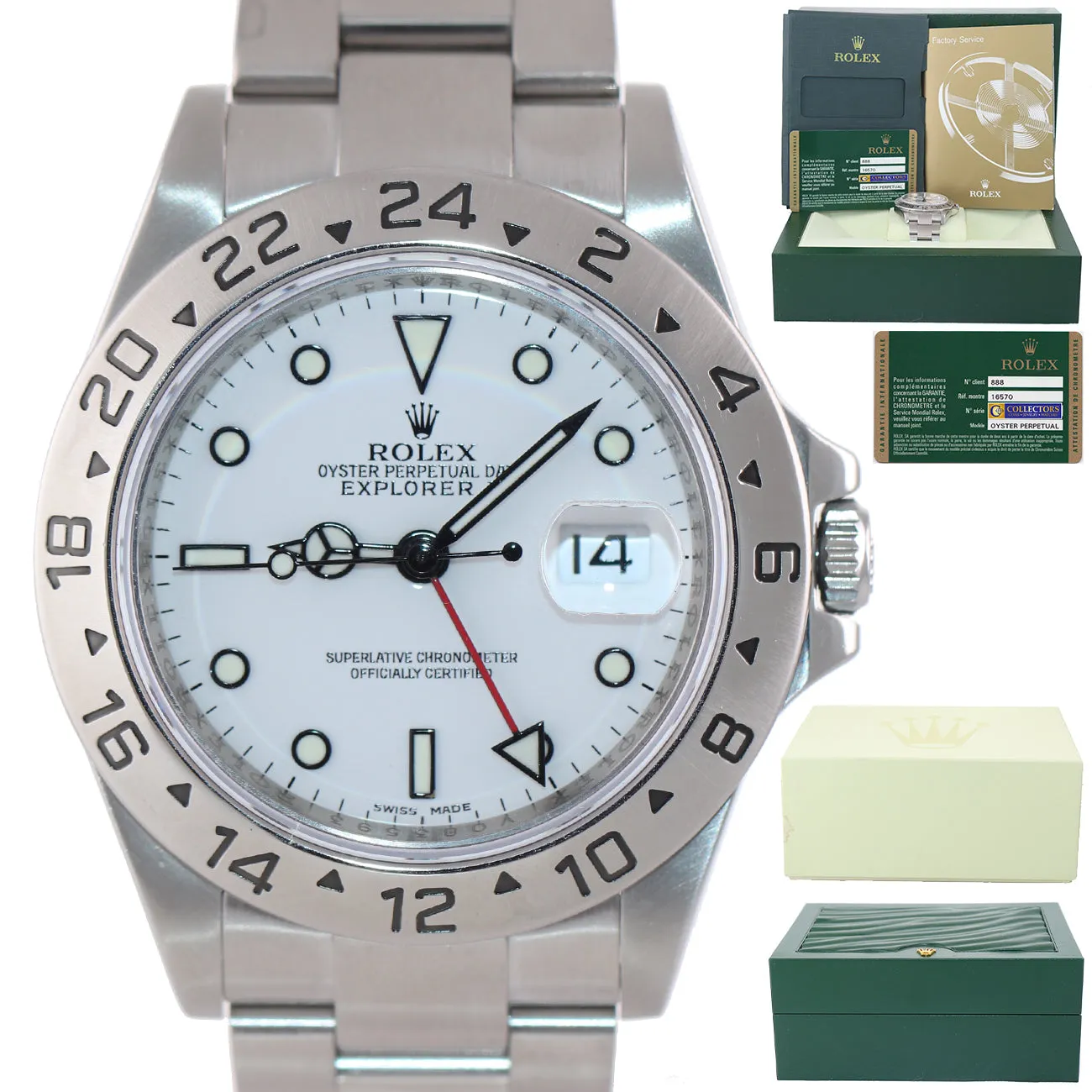 PAPERS 2009 ENGRAVED REHAUT Rolex Explorer II 16570 Polar 40mm Date 3186 Watch