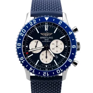PAPERS Breitling Chronoliner B04 Steel 46mm Limited Edition GMT Blue YB0460 B P