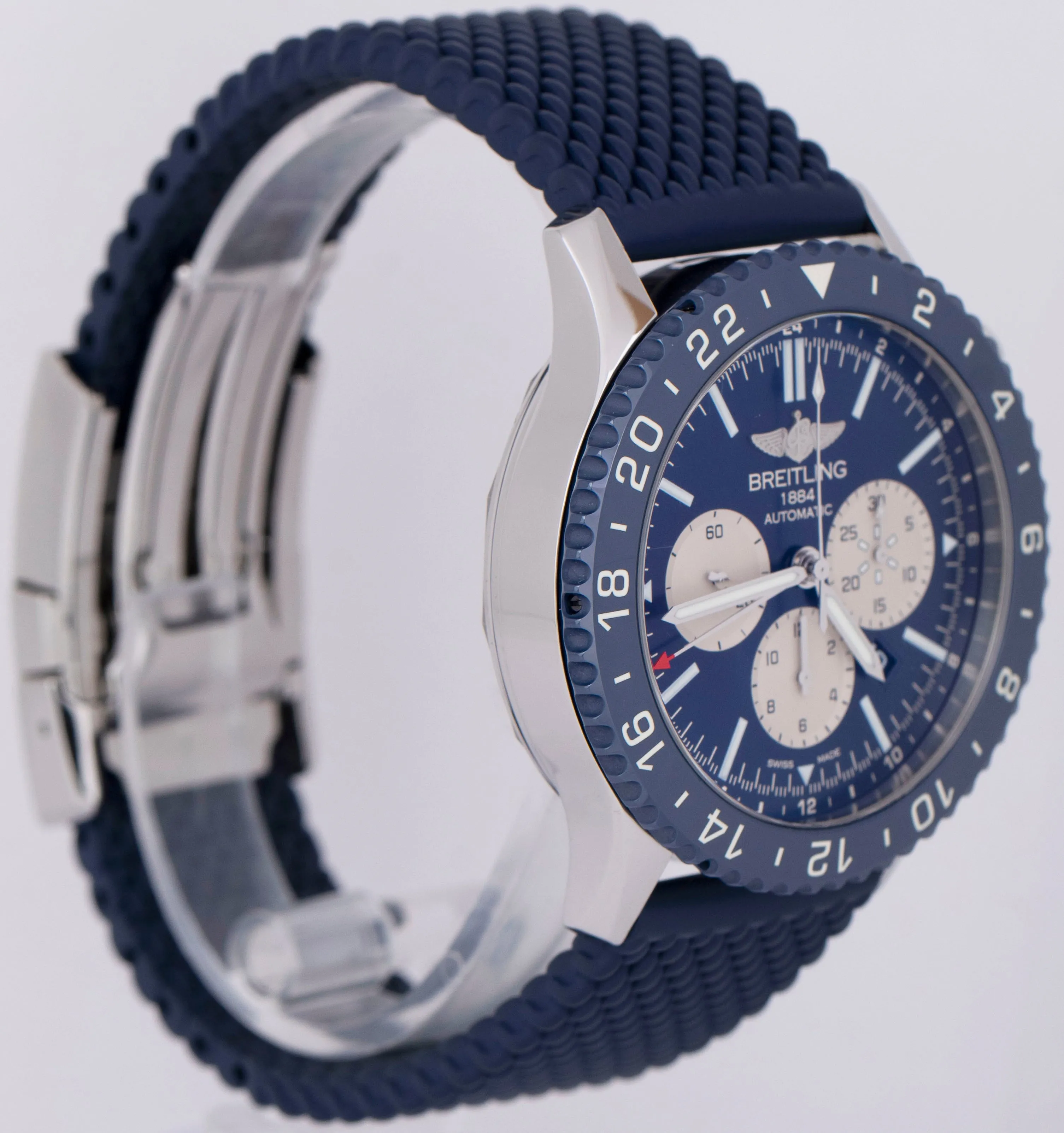 PAPERS Breitling Chronoliner B04 Steel 46mm Limited Edition GMT Blue YB0460 B P