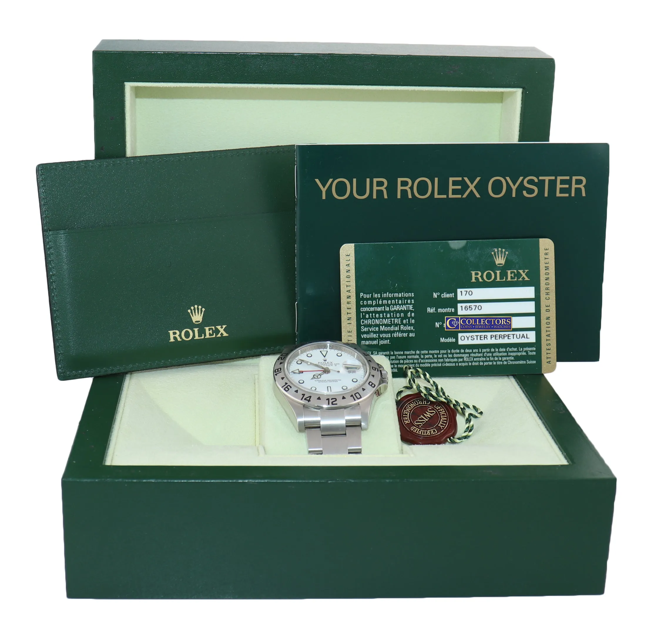 PAPERS RANDOM SERIAL 2010 Rolex Explorer II 16570 Polar 40mm 3186 GMT Watch