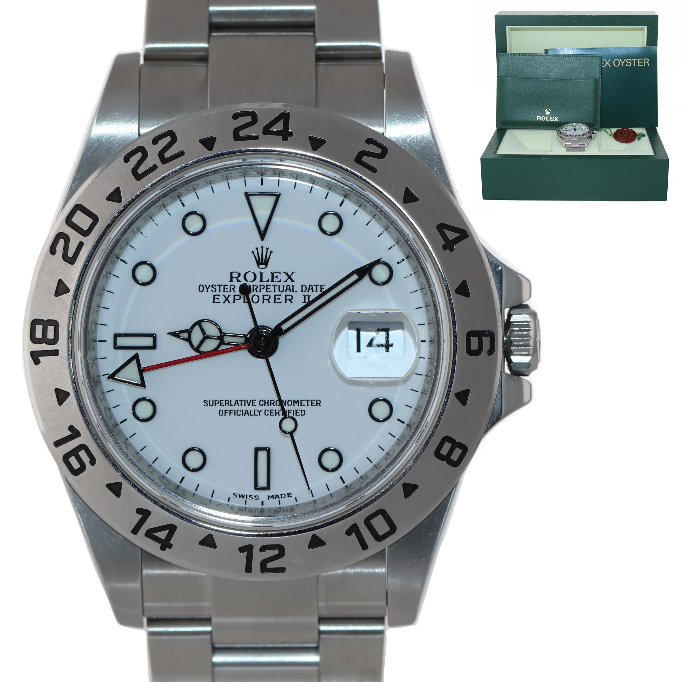 PAPERS RANDOM SERIAL 2010 Rolex Explorer II 16570 Polar 40mm 3186 GMT Watch