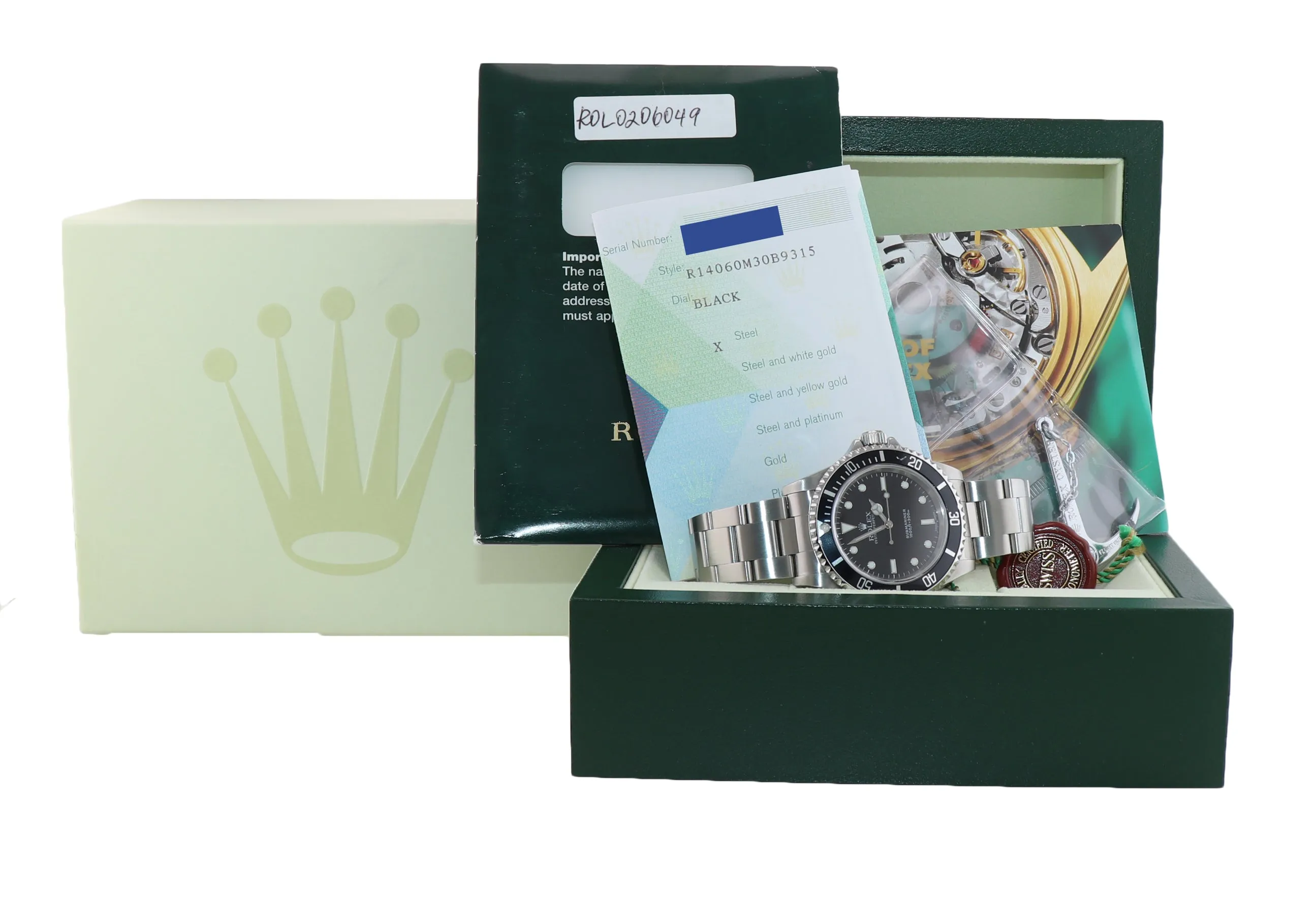 PAPERS Rolex Submariner No-Date 2 Line14060 40mm Steel Watch Box
