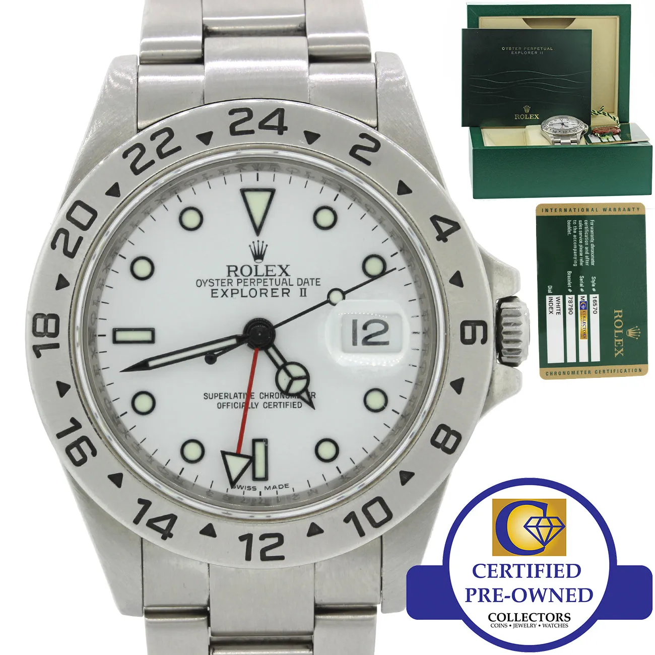 PAPERS UNPOLISHED Rolex Explorer II 16570 Polar 40mm 3186 GMT Watch Box