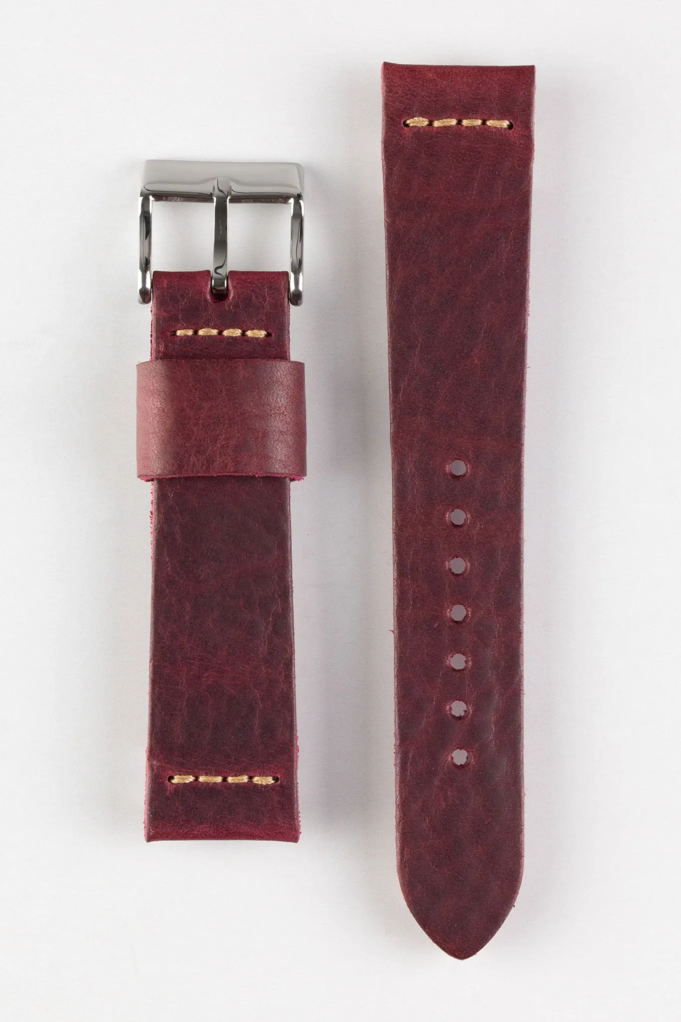 Pebro ARTISAN Leather Watch Strap in BURGUNDY