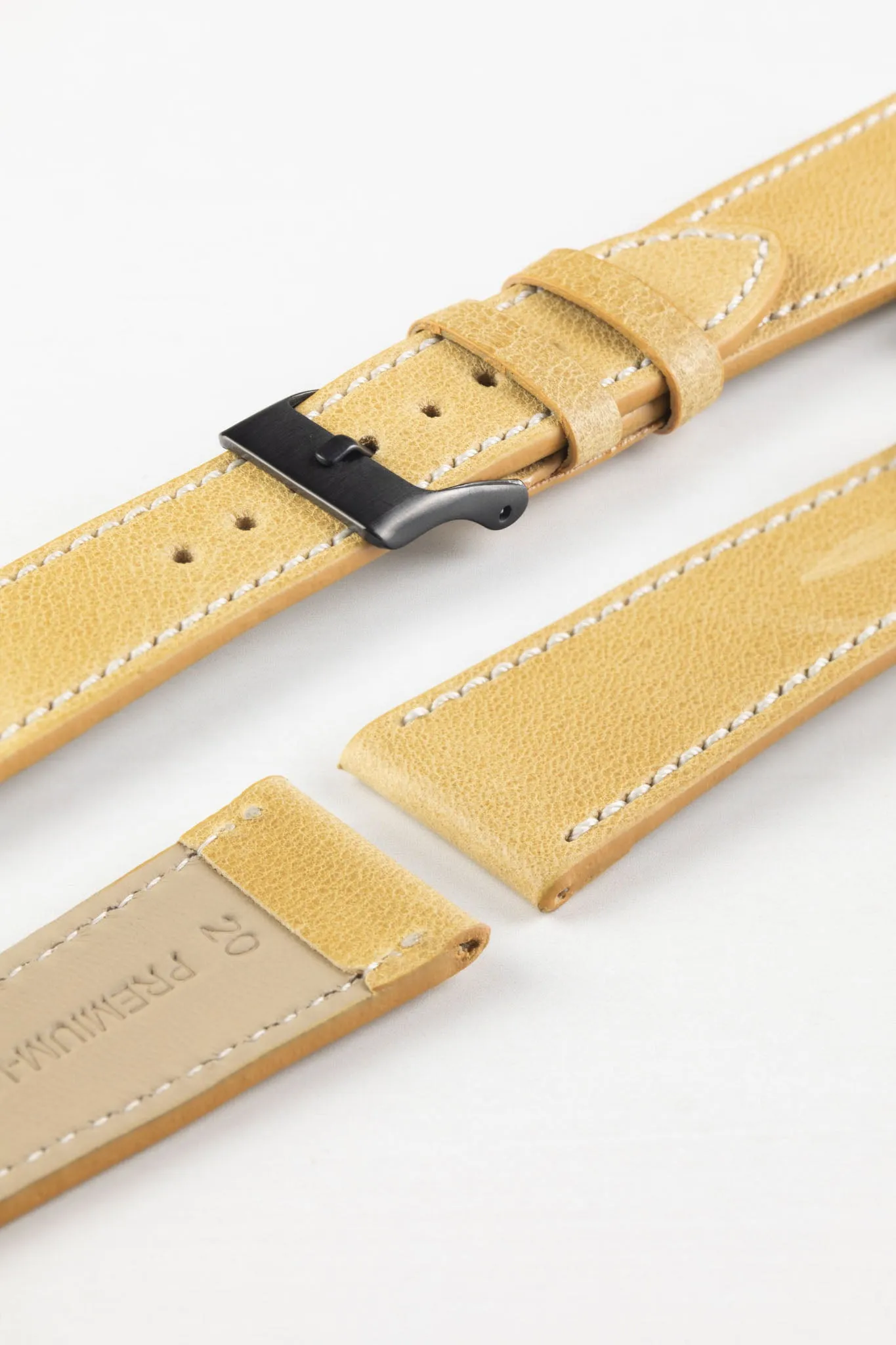 Pebro VINTAGE Leather Watch Strap in MUSTARD