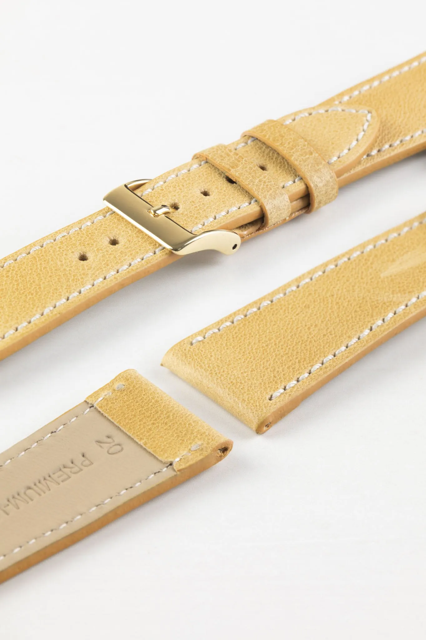 Pebro VINTAGE Leather Watch Strap in MUSTARD