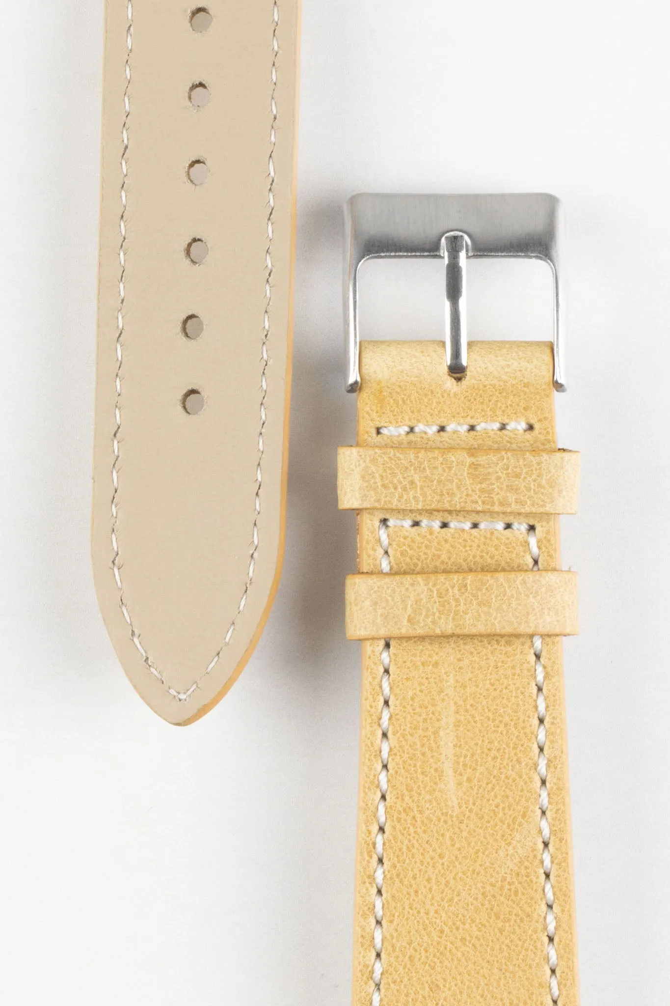 Pebro VINTAGE Leather Watch Strap in MUSTARD
