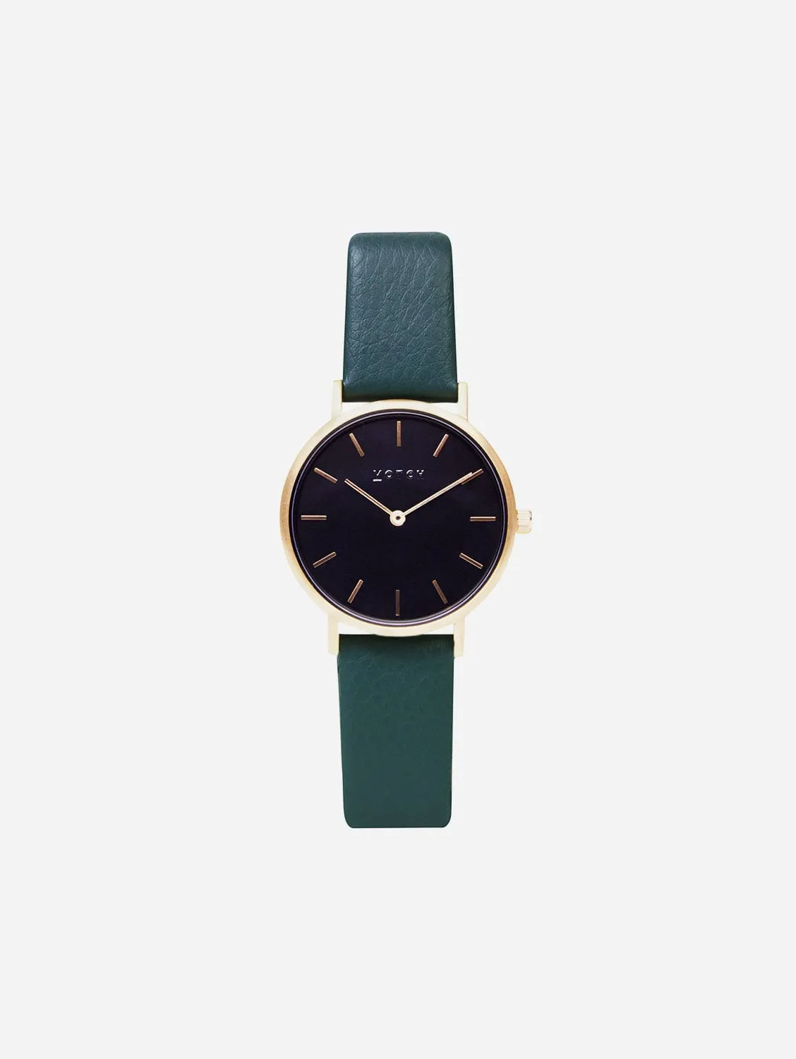 Petite Watch with Gold & Black Dial | Juniper Vegan Leather Strap