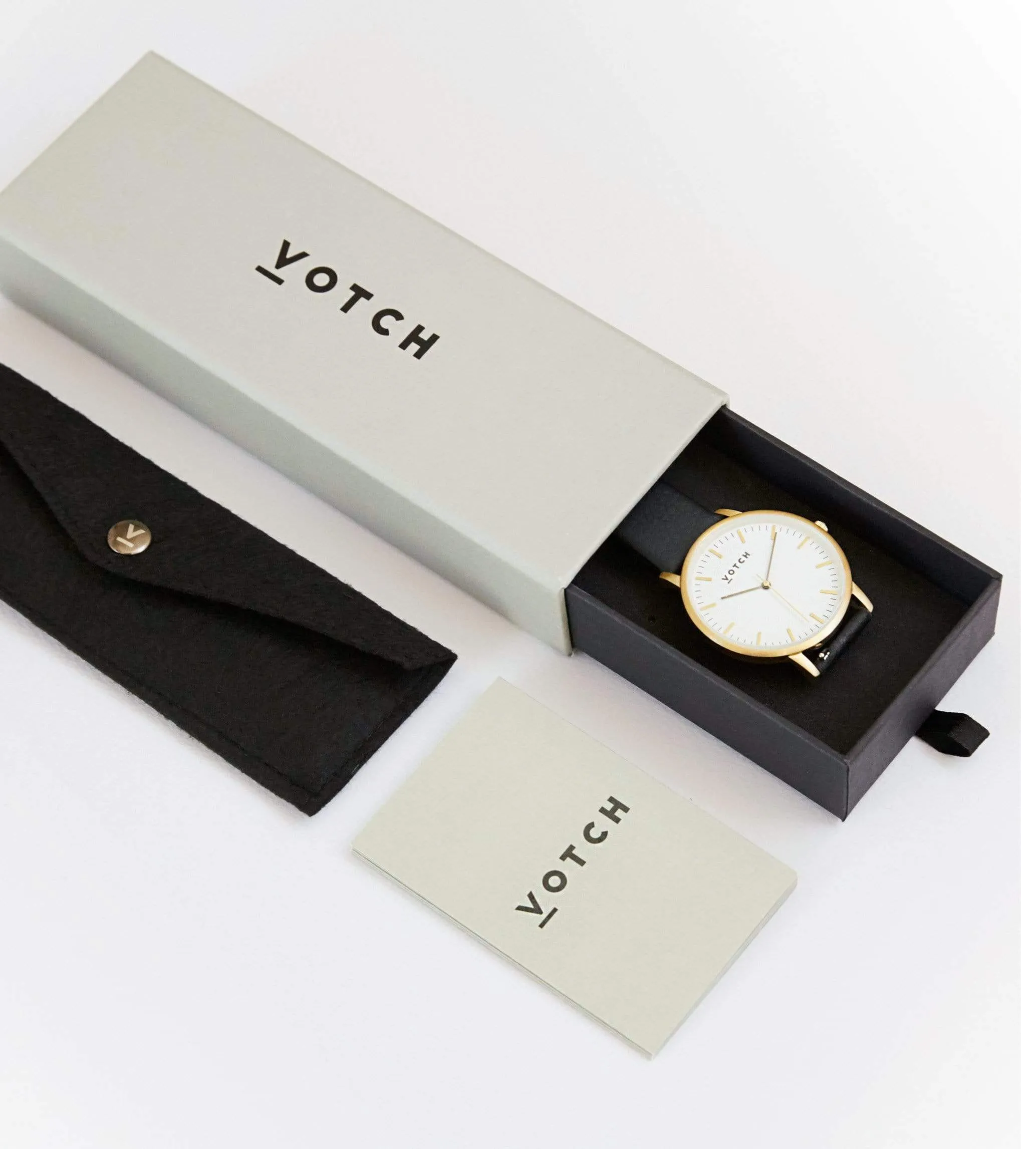 Petite Watch with Gold & Black Dial | Tan Vegan Leather Strap