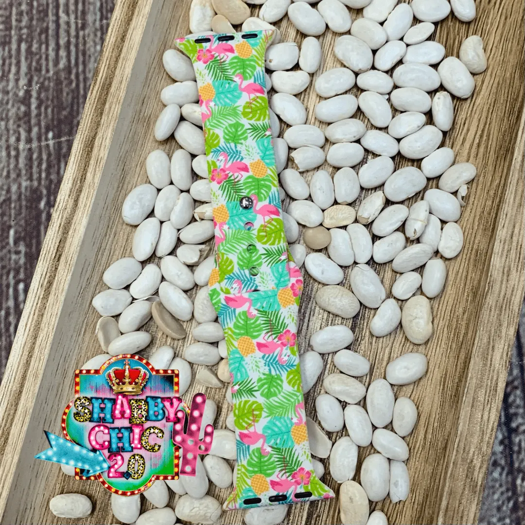 Pineapples Flamingos Hibiscus Print Watchbands